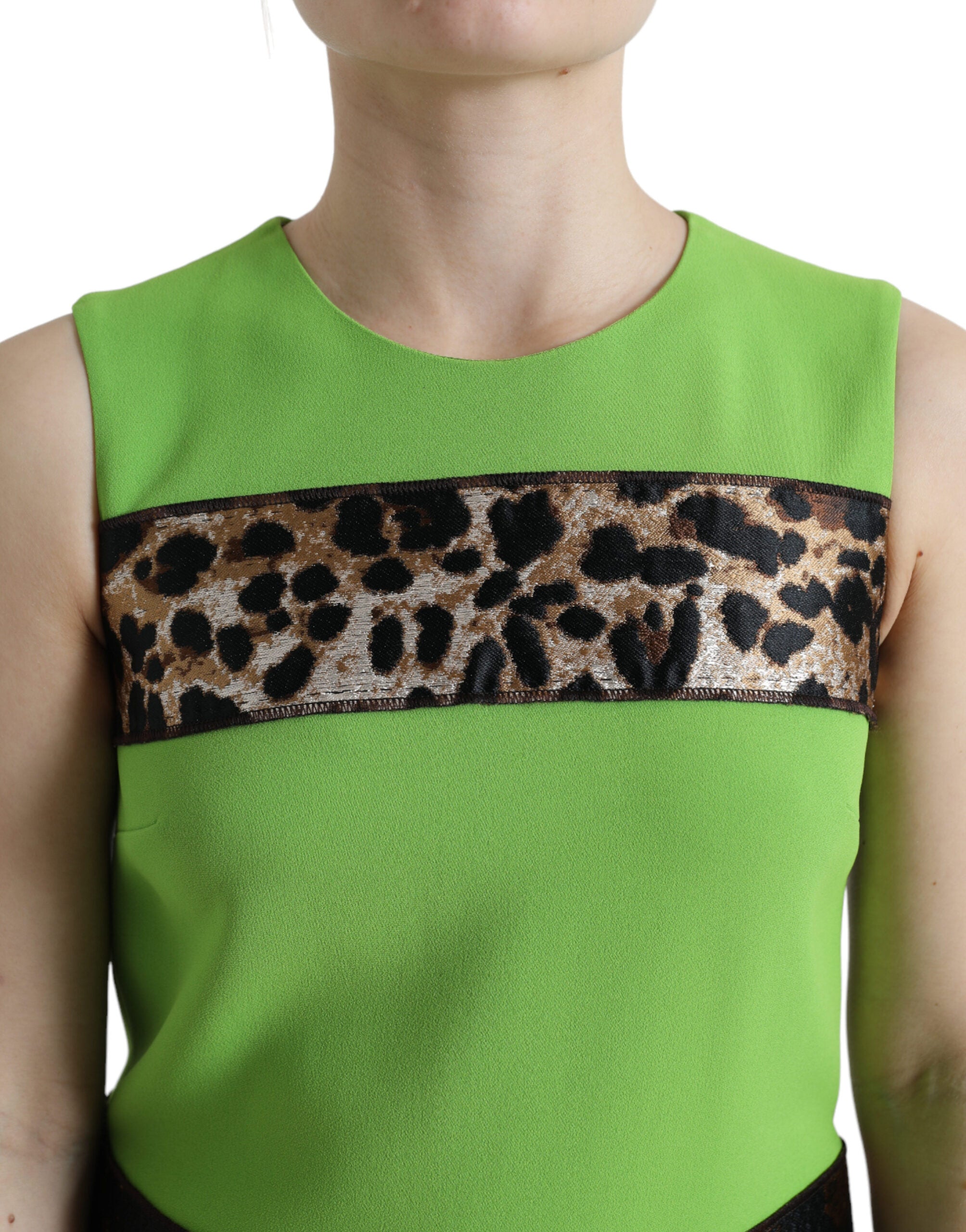 Dolce & Gabbana apple green sleeveless sheath dress with stripes-4