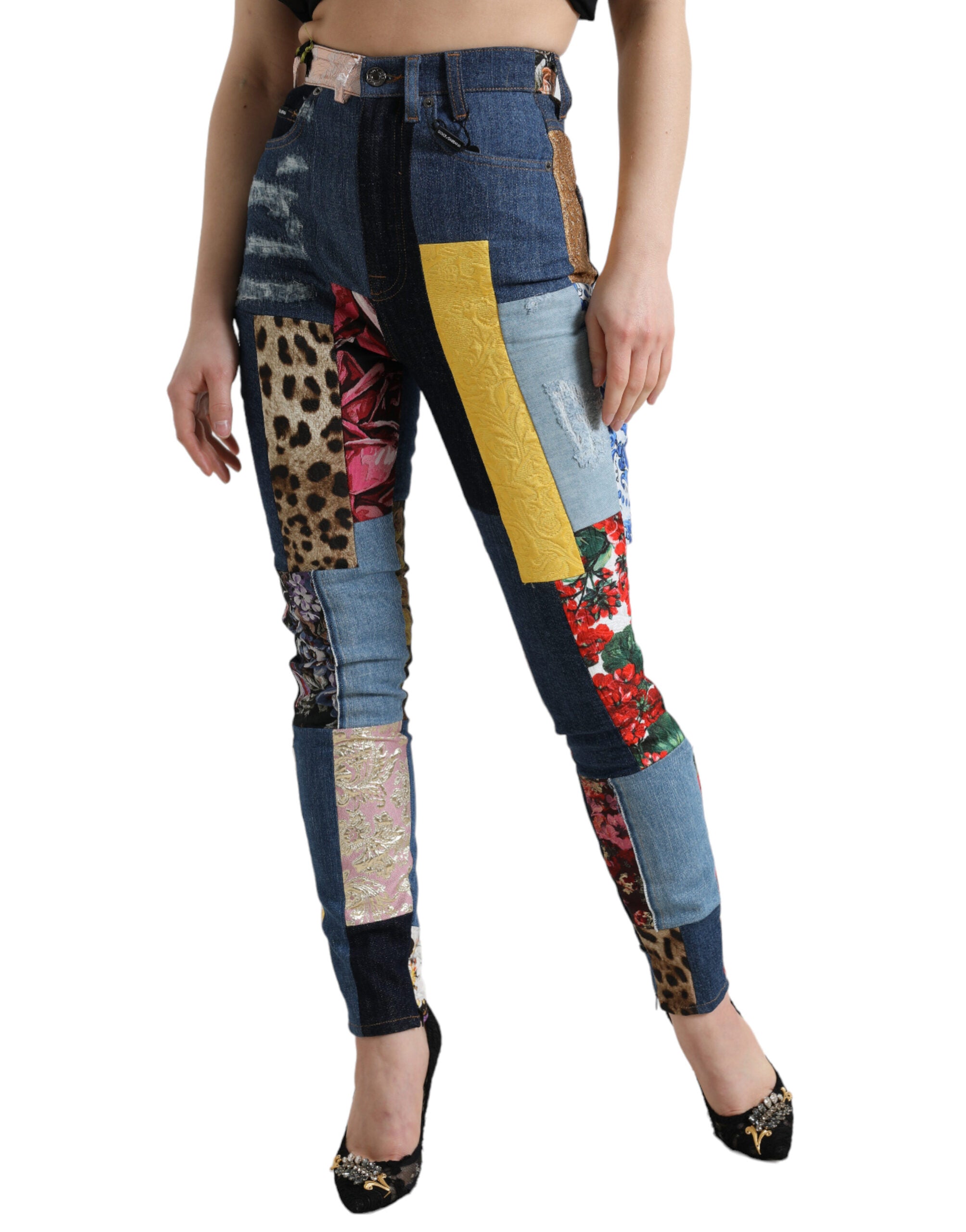 Dolce & Gabbana Multicolor Patchwork GRACE Skinny Denim Jeans-2