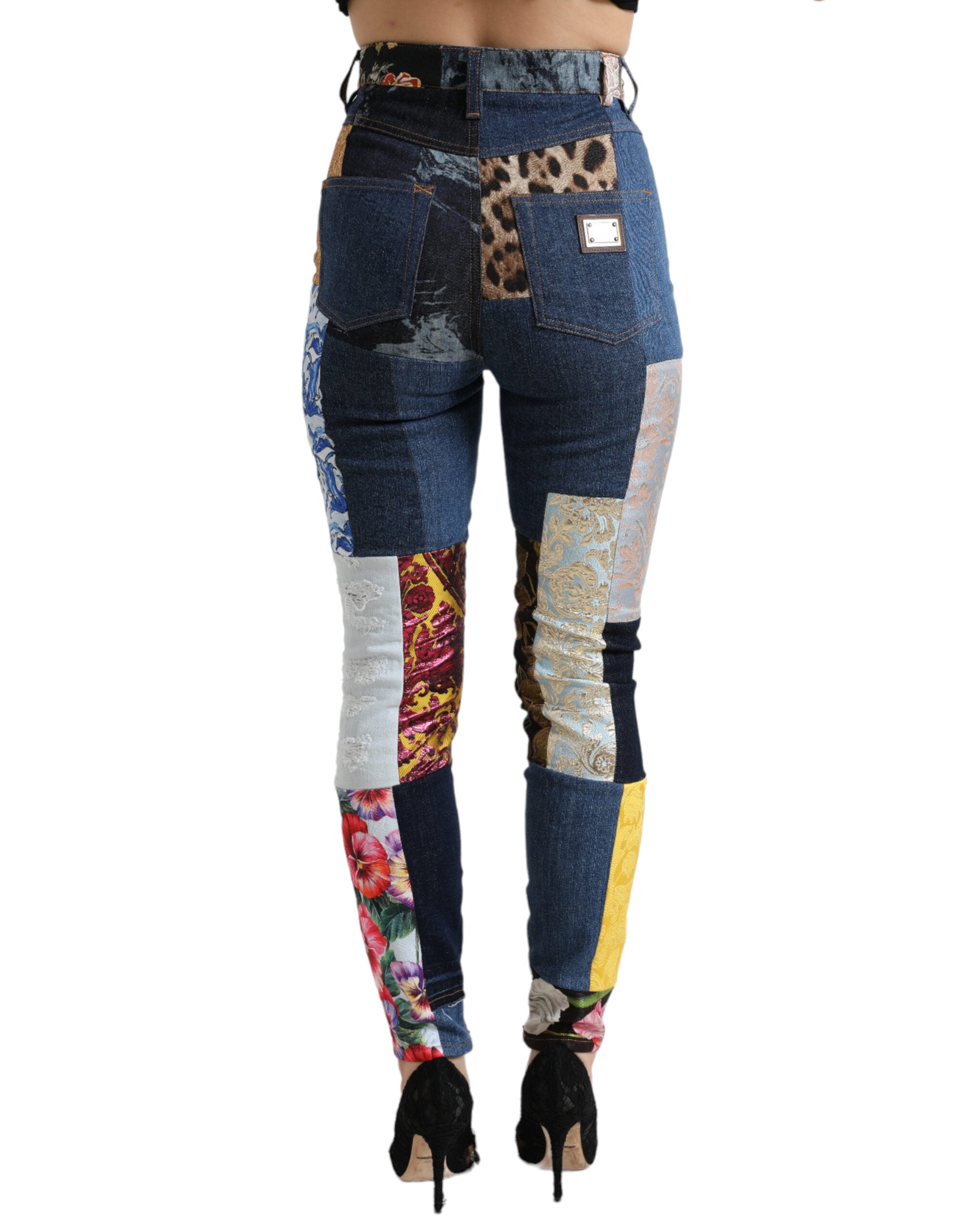 Dolce & Gabbana Multicolor Patchwork GRACE Skinny Denim Jeans-3