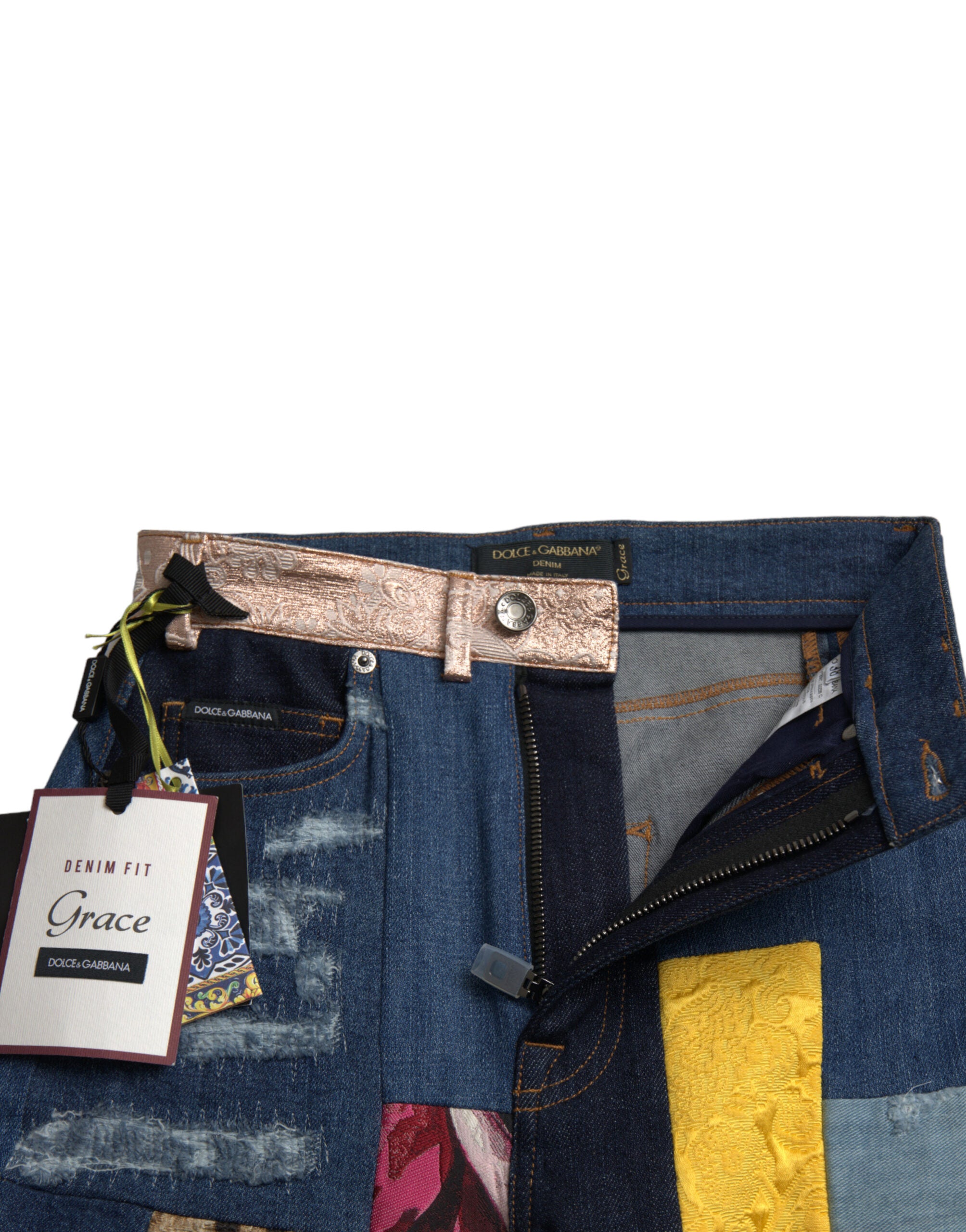 Dolce & Gabbana Multicolor Patchwork GRACE Skinny Denim Jeans-6