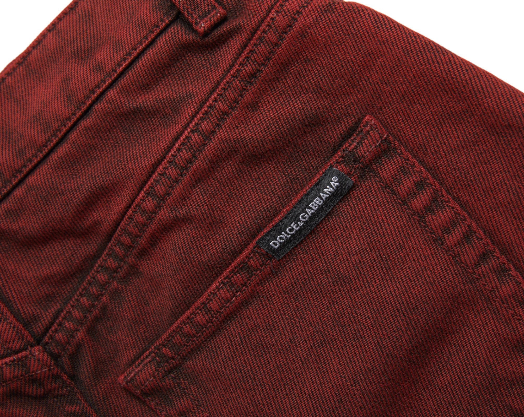 Dolce & Gabbana Red Stretch Denim High-Waisted Hot Pants Shorts-5
