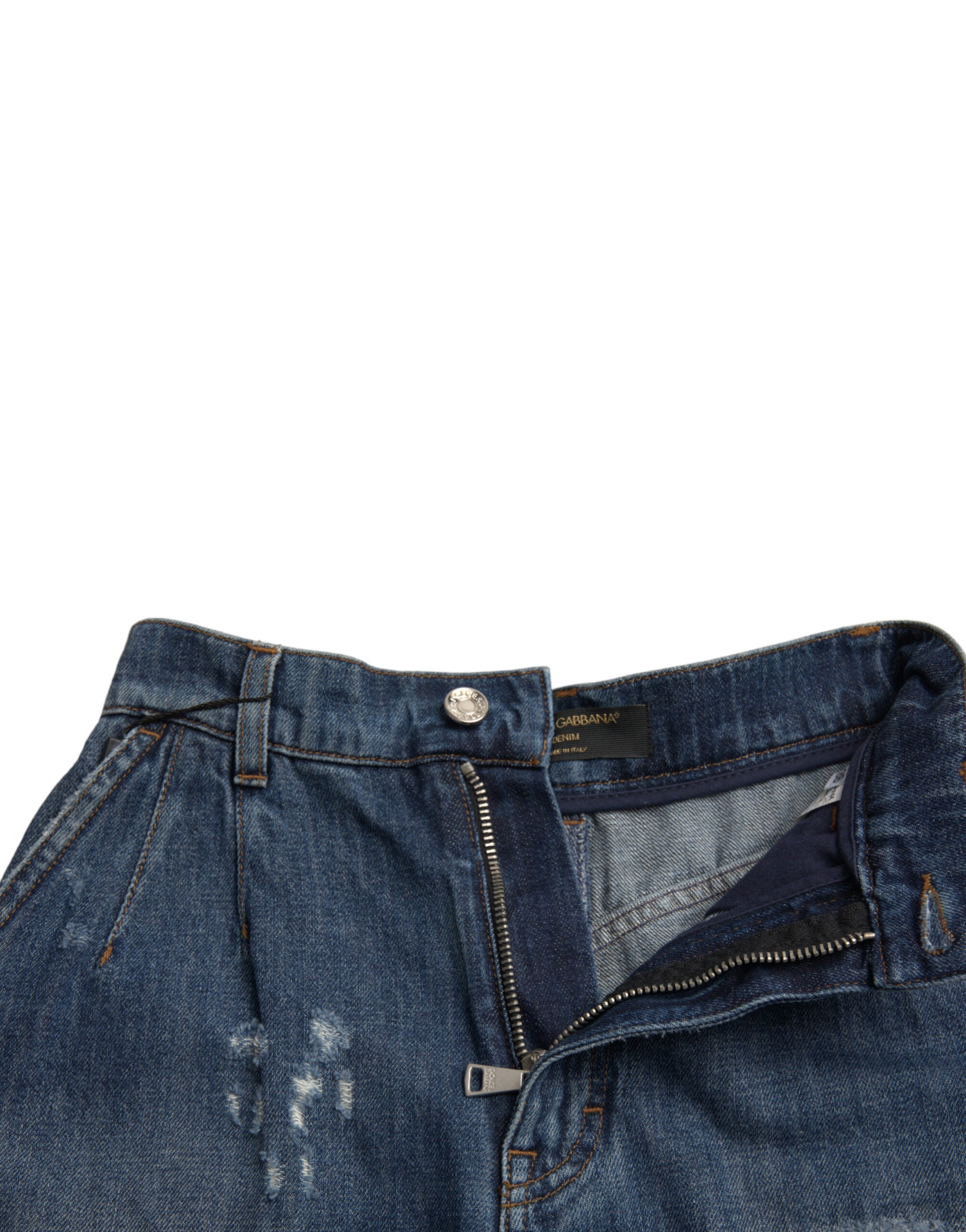 Dolce & Gabbana Blue Cotton High-Waisted Denim Hot Pants Shorts-5
