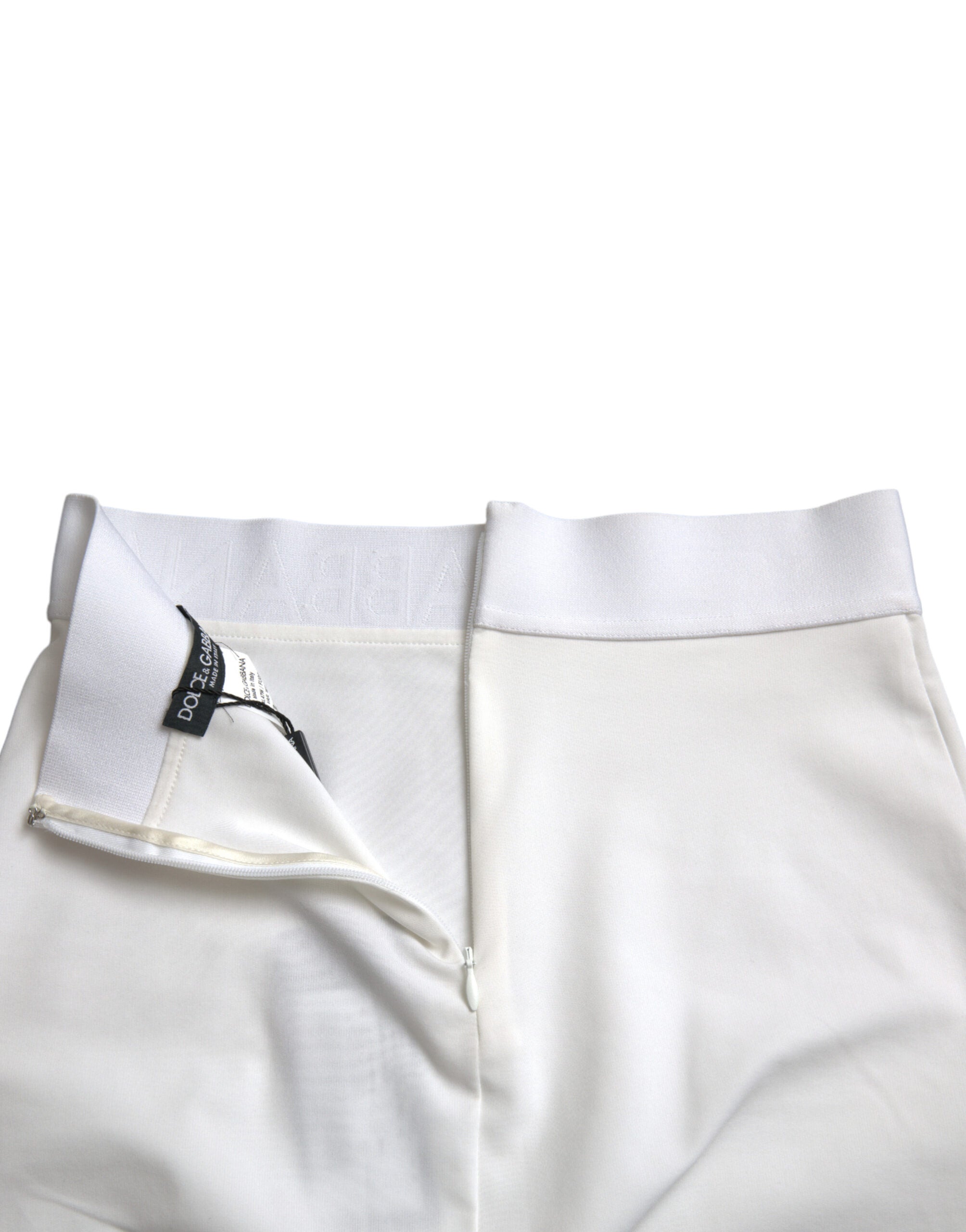Dolce & Gabbana White viscose mini skirt with high waist and pencil cut-5