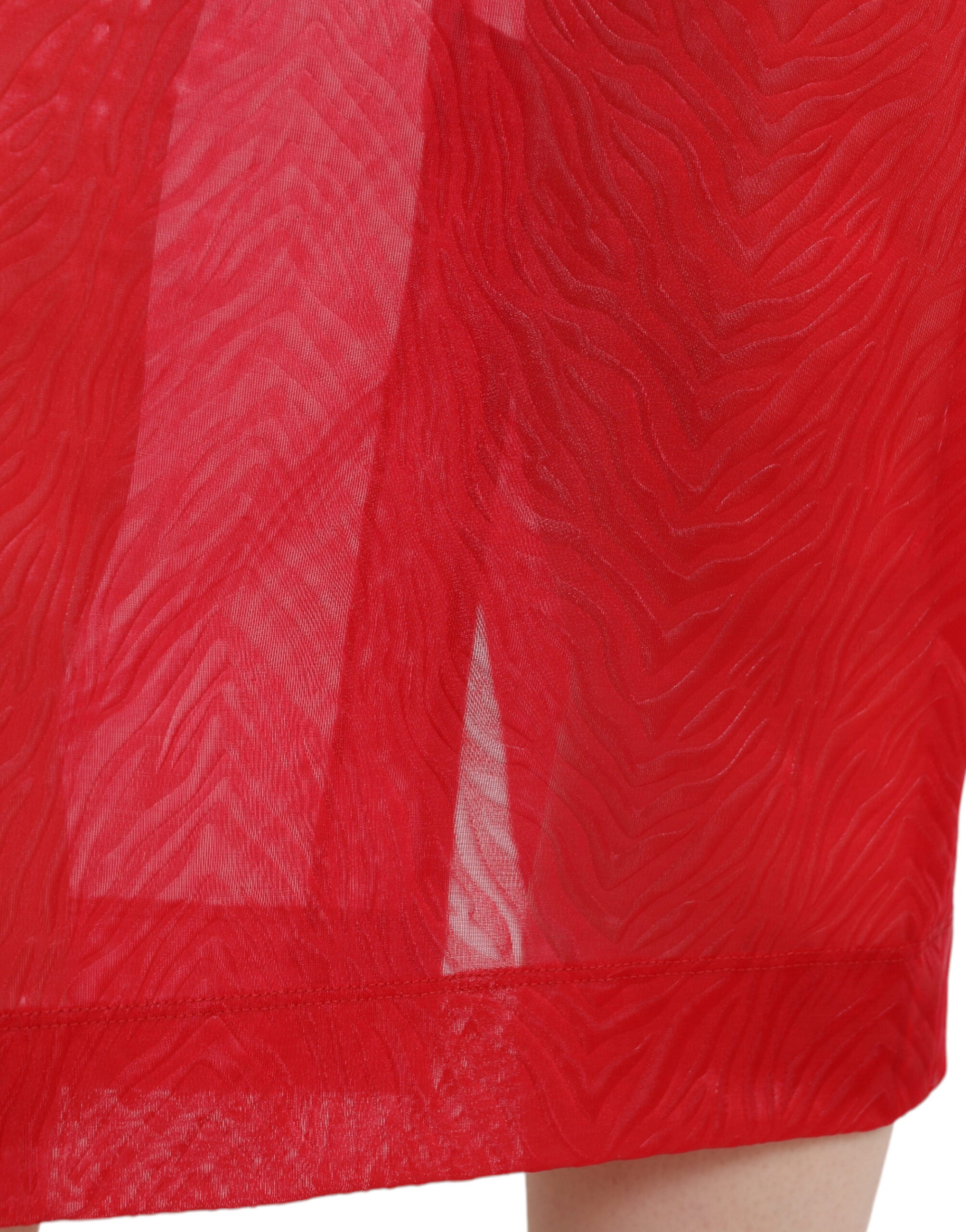 Dolce & Gabbana red sheer high-waisted pencil midi skirt-4