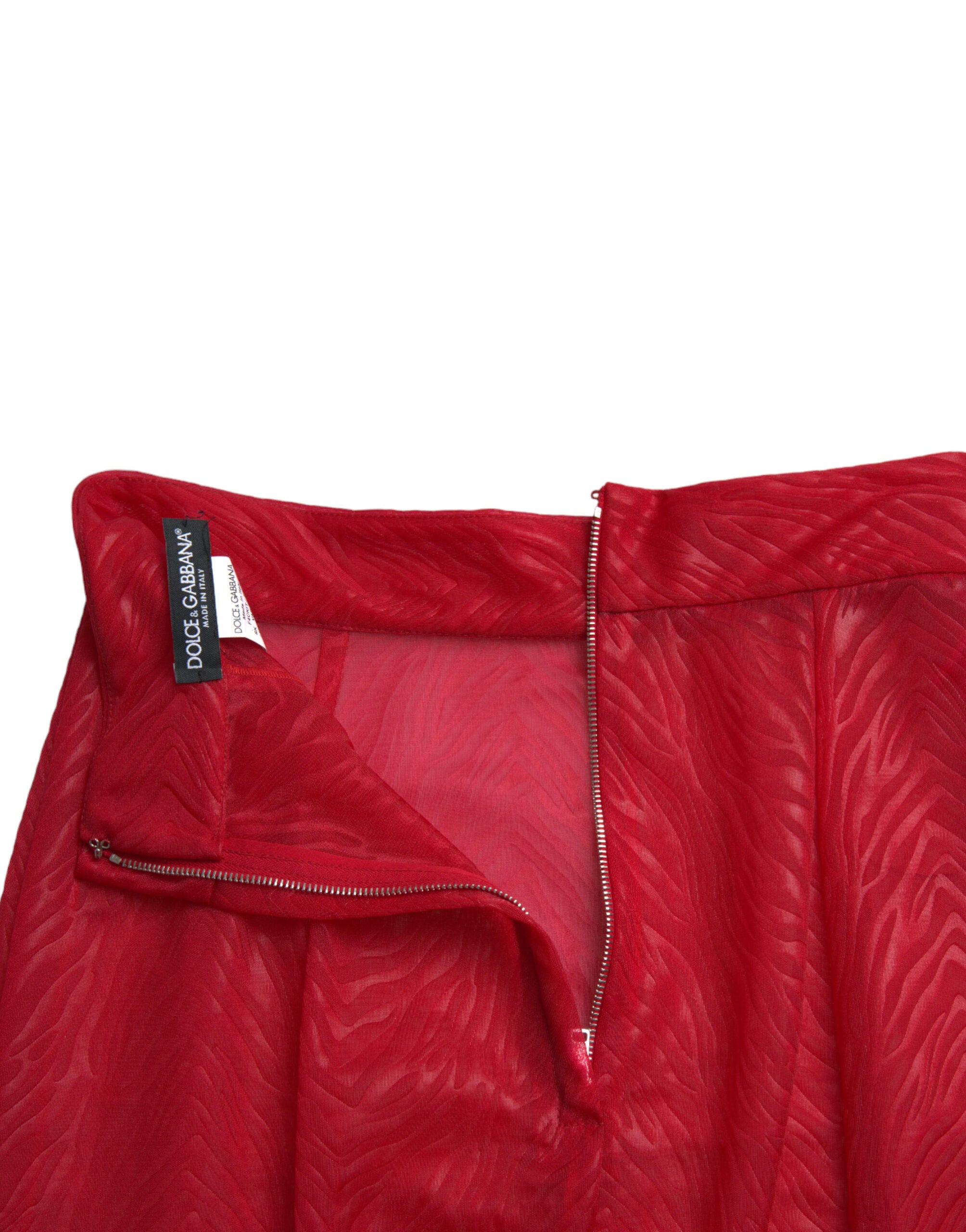 Dolce & Gabbana red sheer high-waisted pencil midi skirt-5