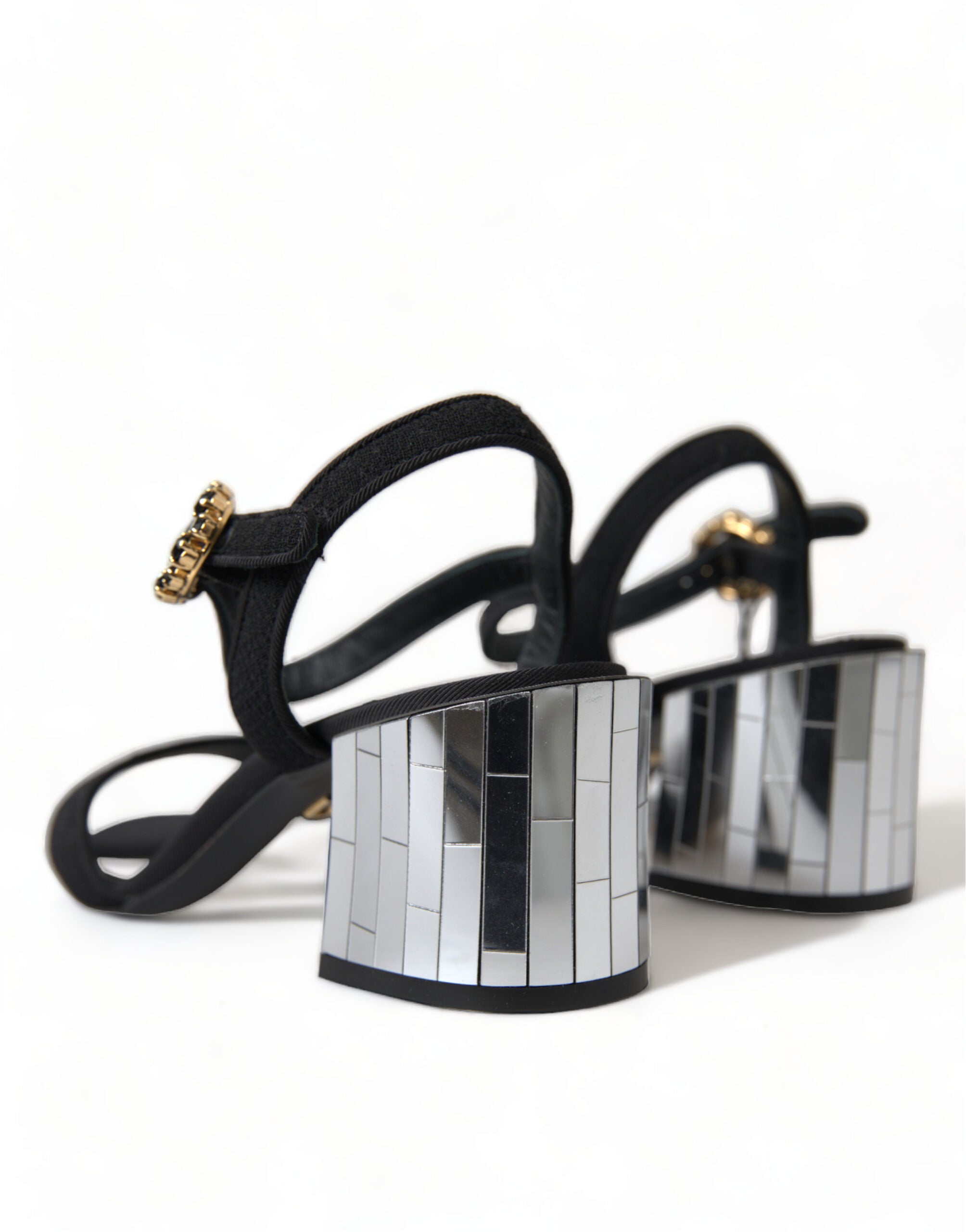 Dolce & Gabbana Black Crystal Strappy Sandals Shoes-5