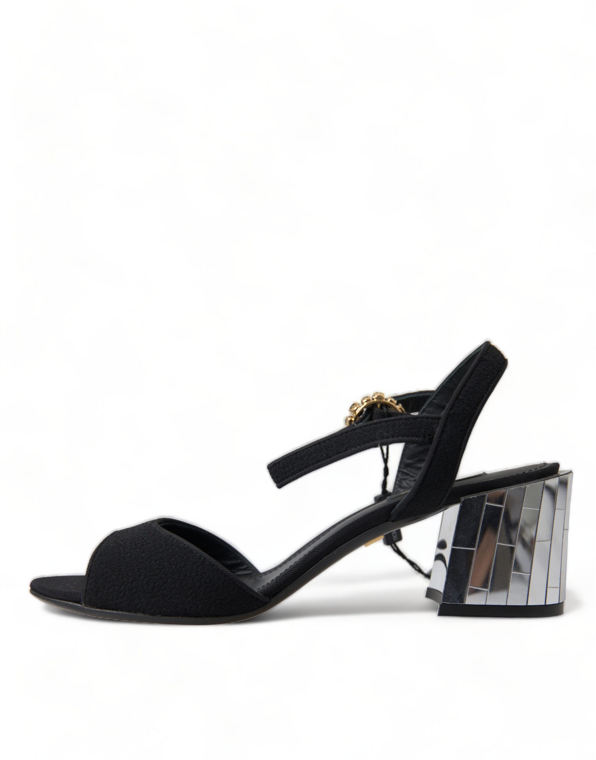 Dolce & Gabbana Black Crystal Strappy Sandals Shoes-6