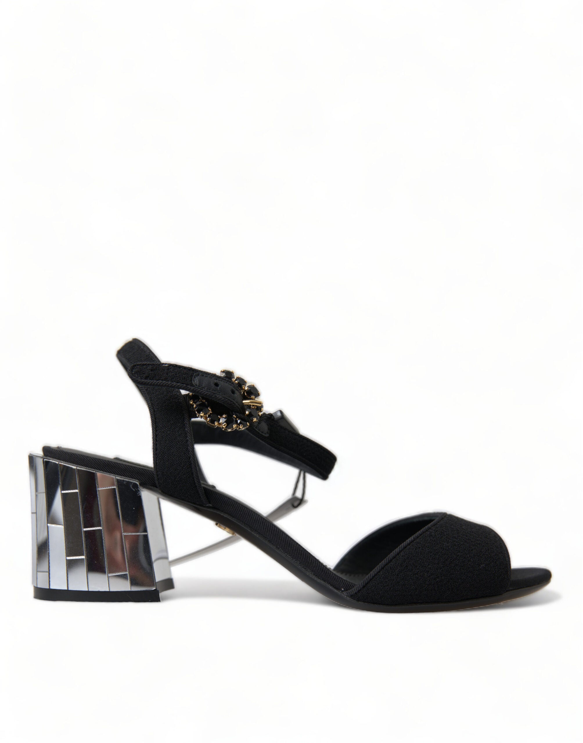 Dolce & Gabbana Black Crystal Strappy Sandals Shoes-1