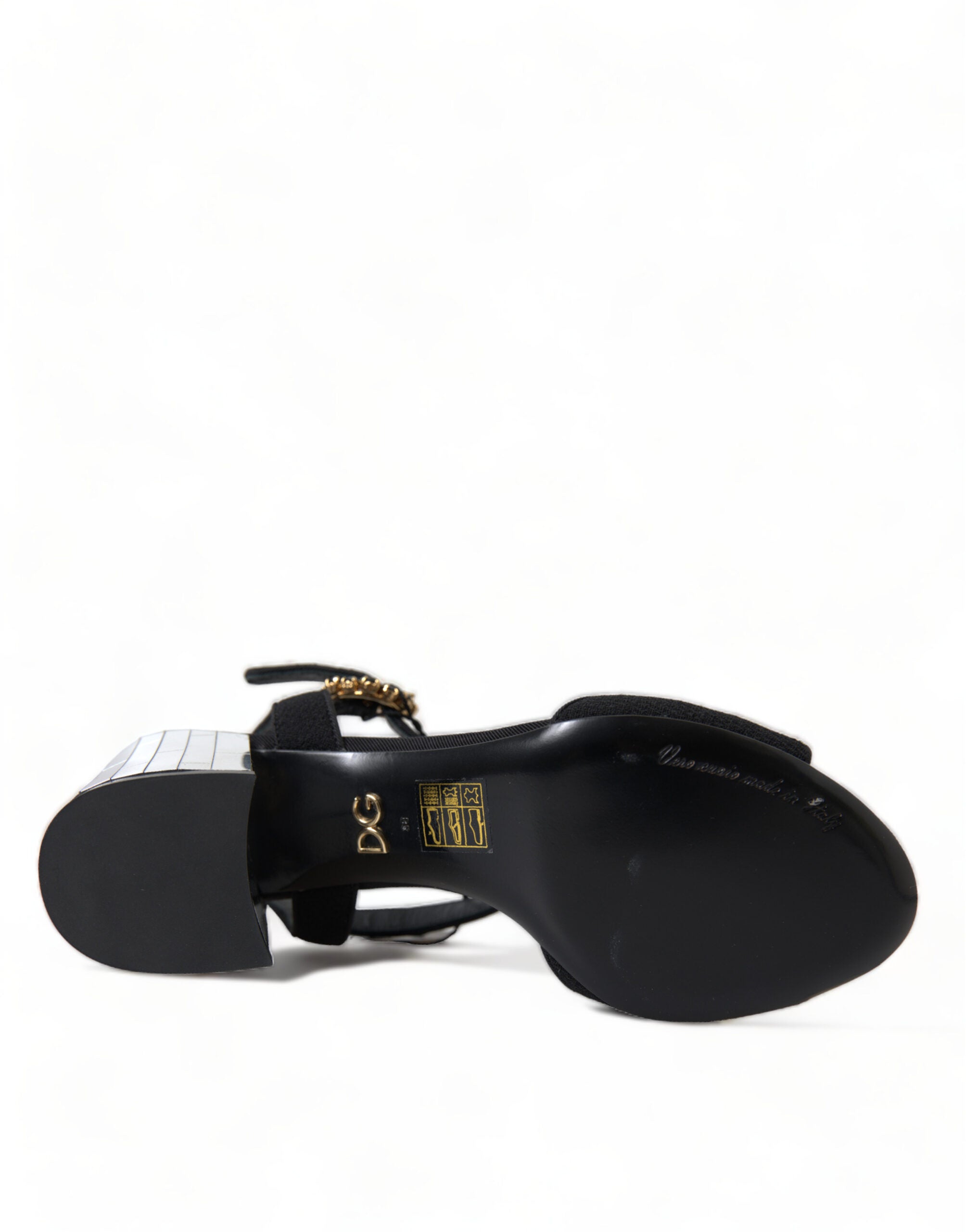 Dolce & Gabbana Black Crystal Strappy Sandals Shoes-7