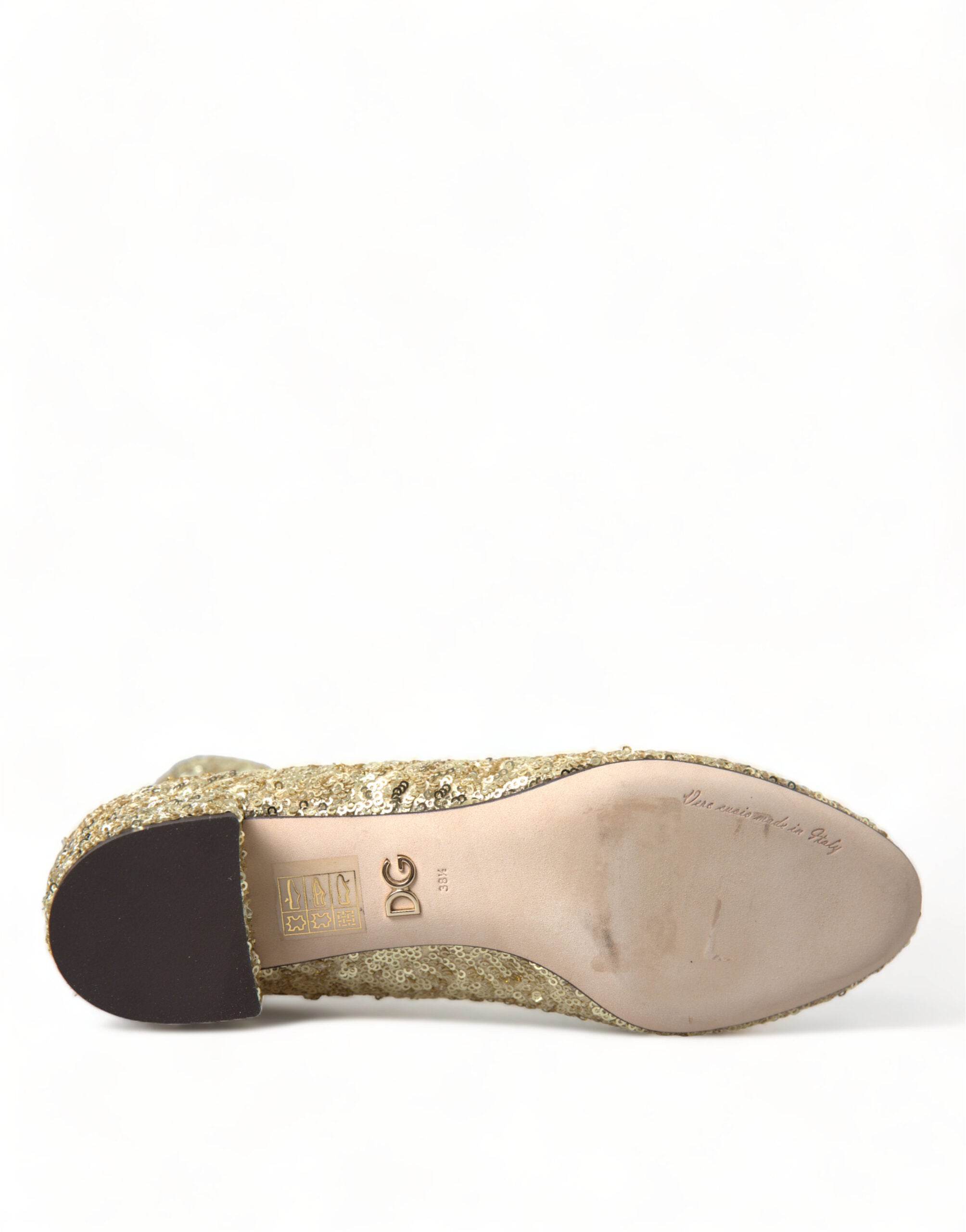 Dolce & Gabbana Gold Sequin Short Boots Stretch Shoes-7