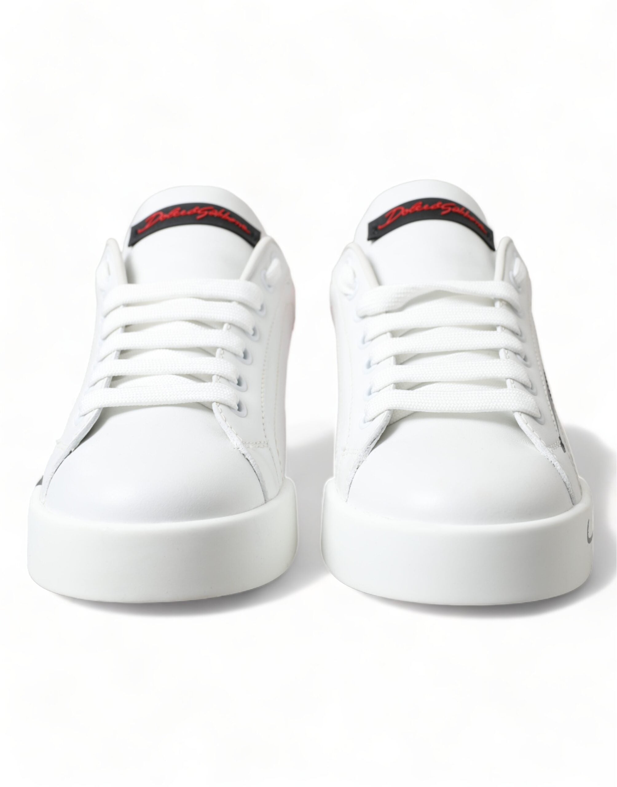 Dolce & Gabbana White Red Lace Up Women's Low Top Sneakers Shoes-3