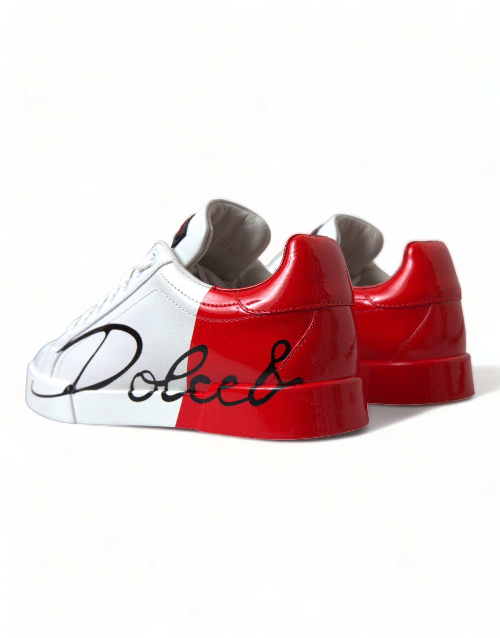 Dolce & Gabbana White Red Lace Up Women's Low Top Sneakers Shoes-5