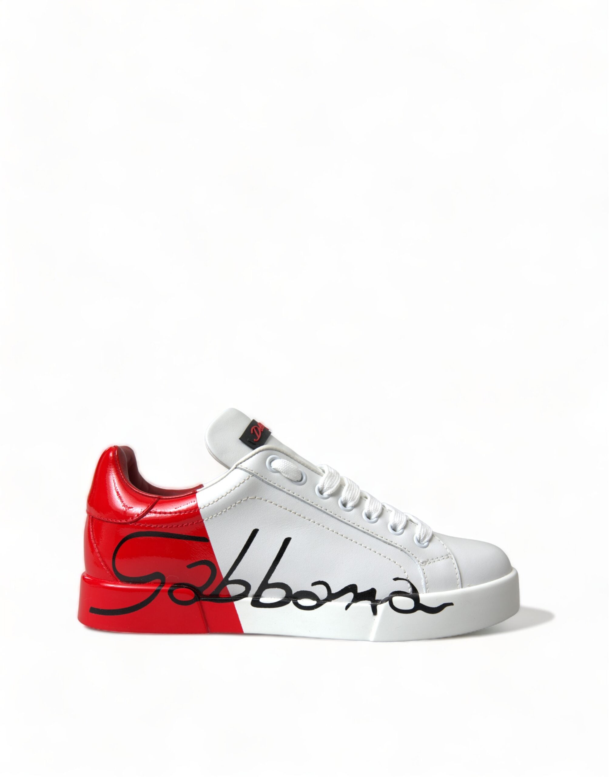 Dolce & Gabbana White Red Lace Up Women's Low Top Sneakers Shoes-1