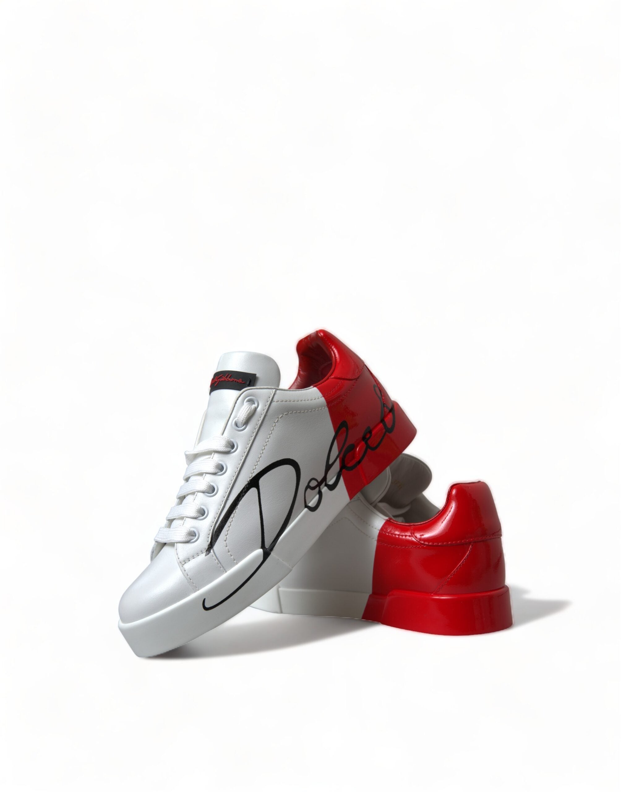 Dolce & Gabbana White Red Lace Up Women's Low Top Sneakers Shoes-8