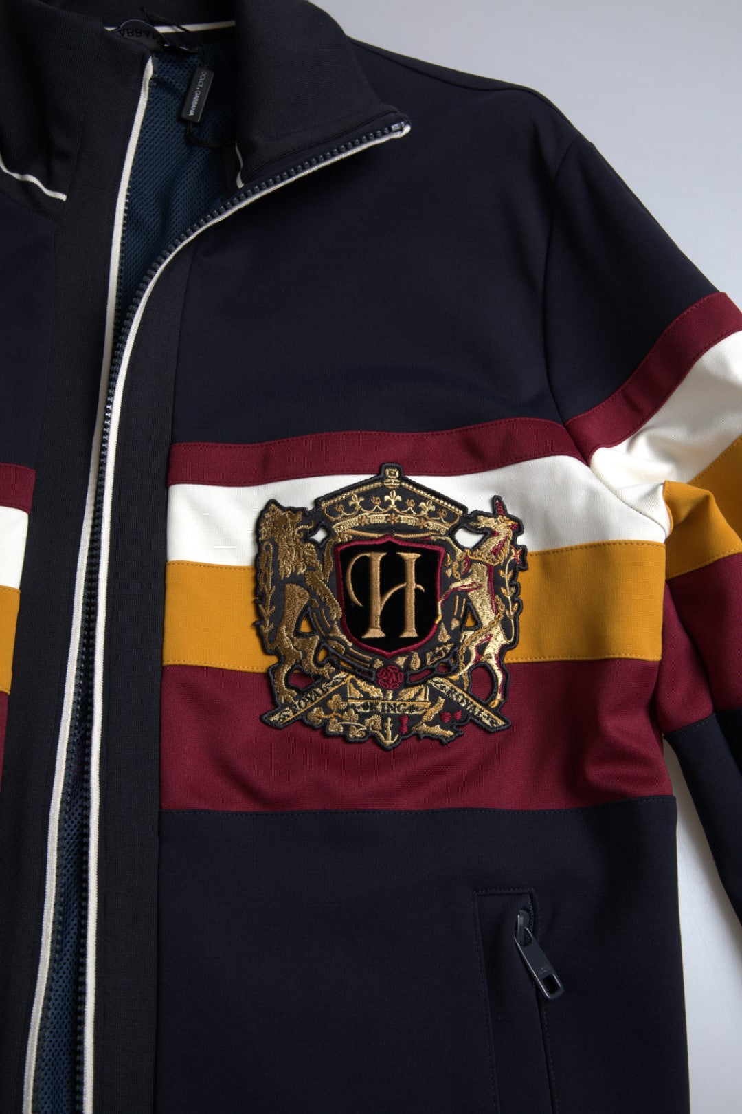 Dolce & Gabbana Blaue Strickjacke Heraldic Full Zip Sweater-5