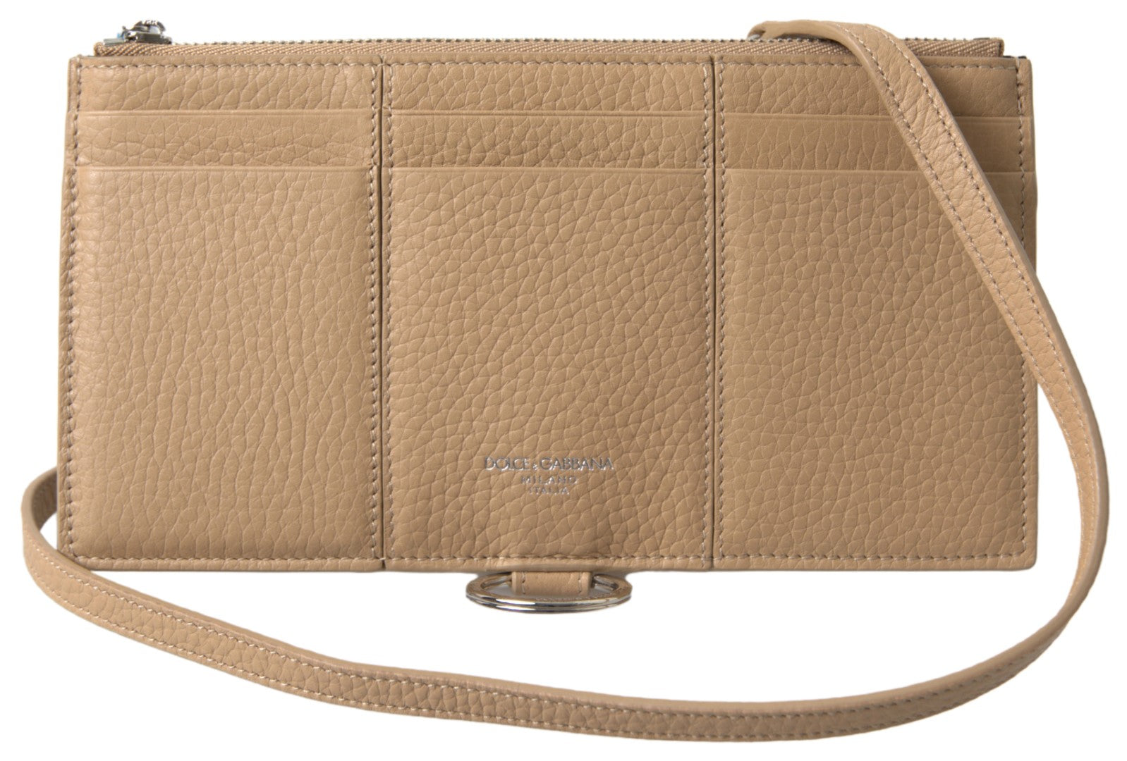 Dolce & Gabbana Beige Leather Shoulder Card Holder Shoulder Strap Wallet-1