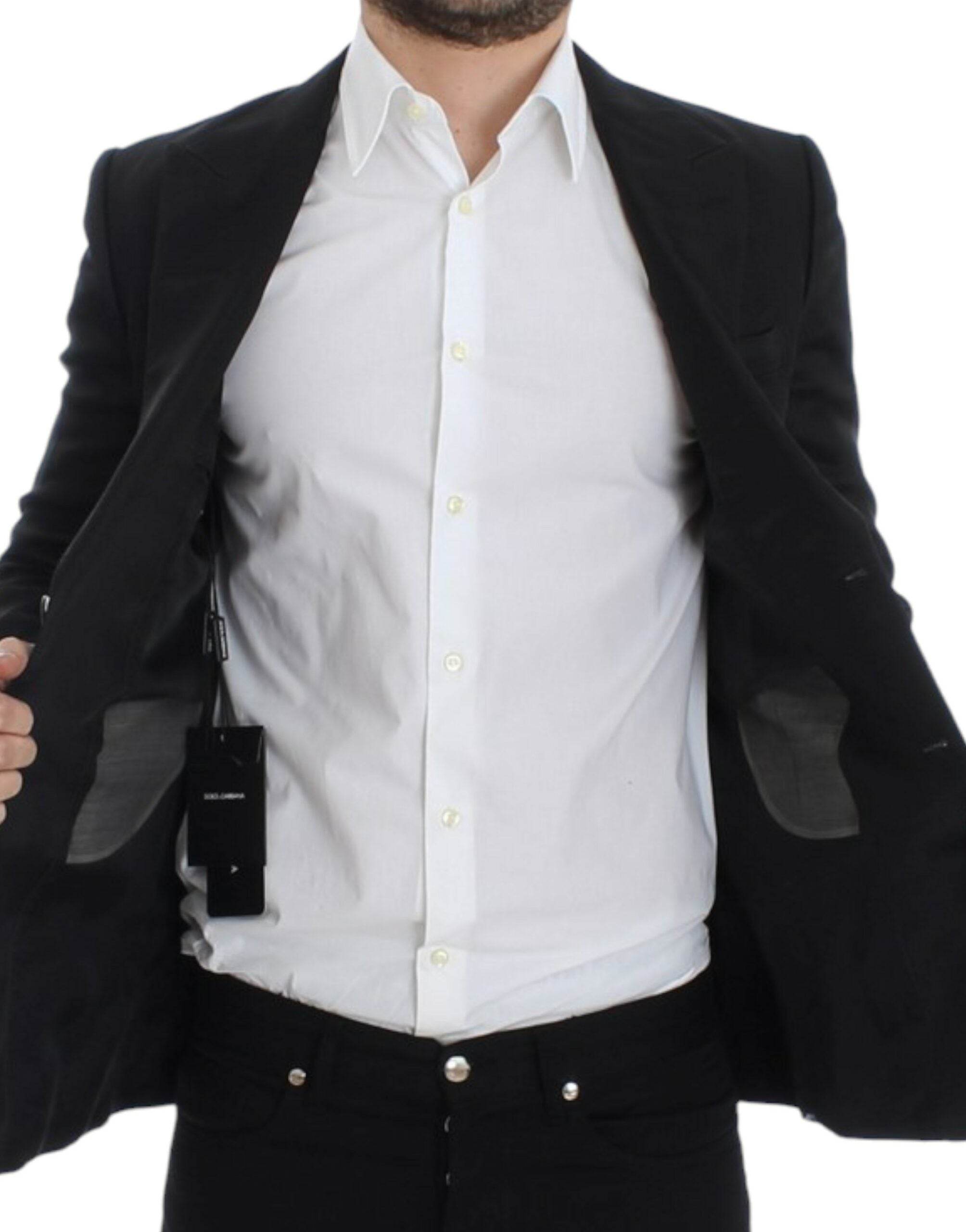 Dolce & Gabbana Black slim-fit silk blazer-7