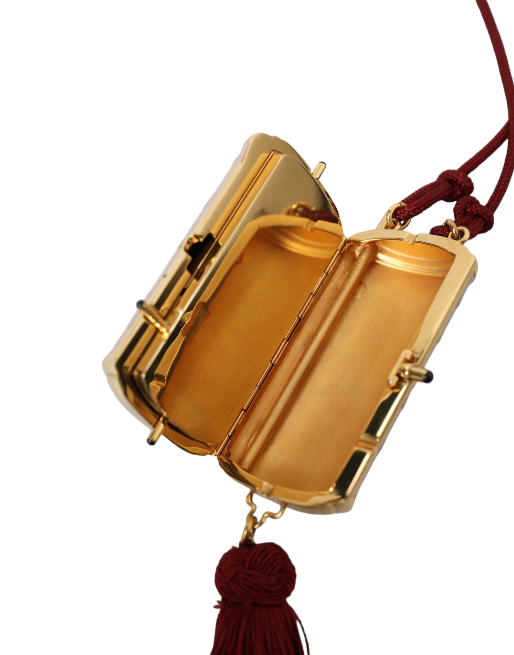 Dolce & Gabbana Pink Exotic Leather Mini Mirror Tassel Makeup Bag-8