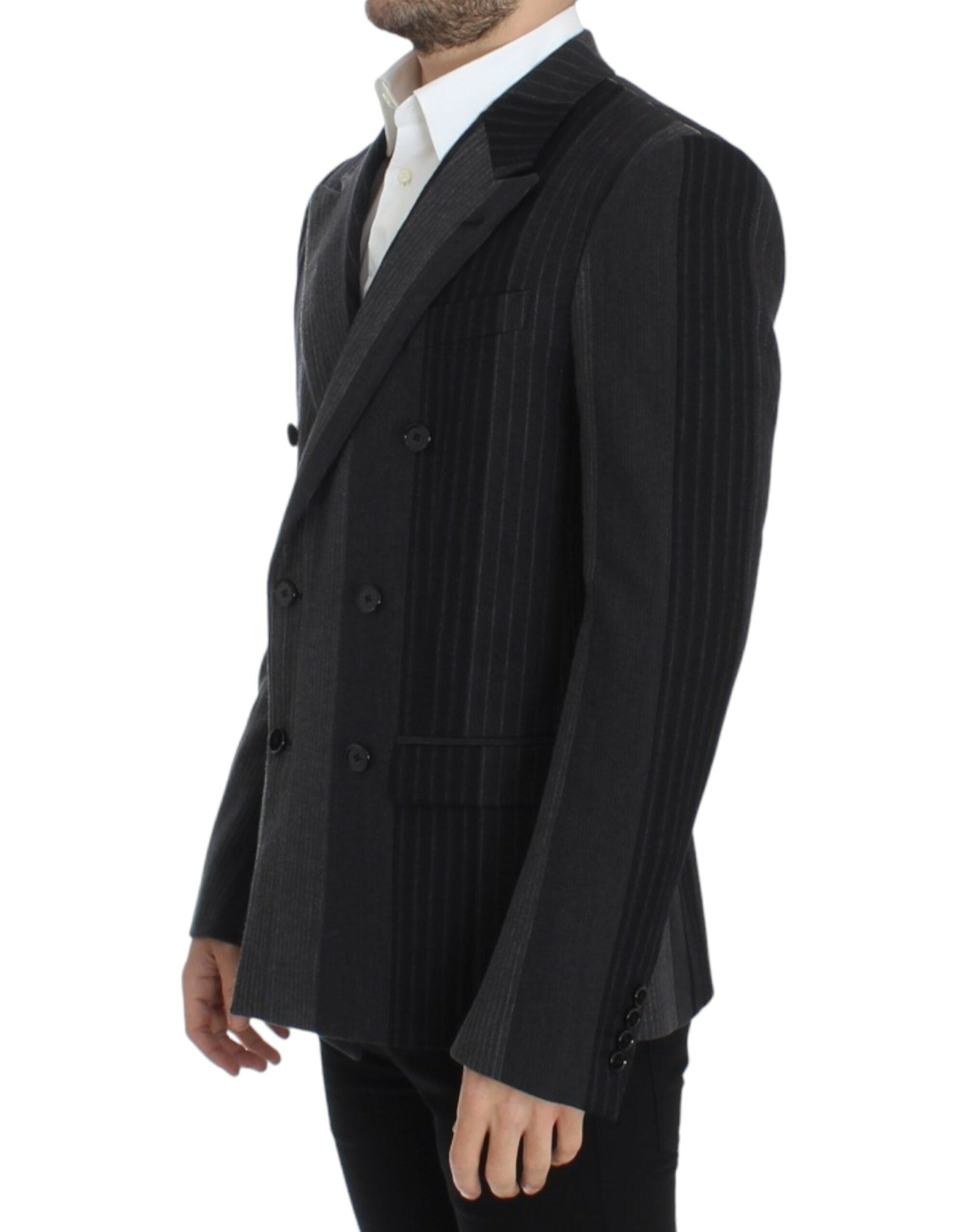Dolce & Gabbana Grey striped stretch wool blazer-2