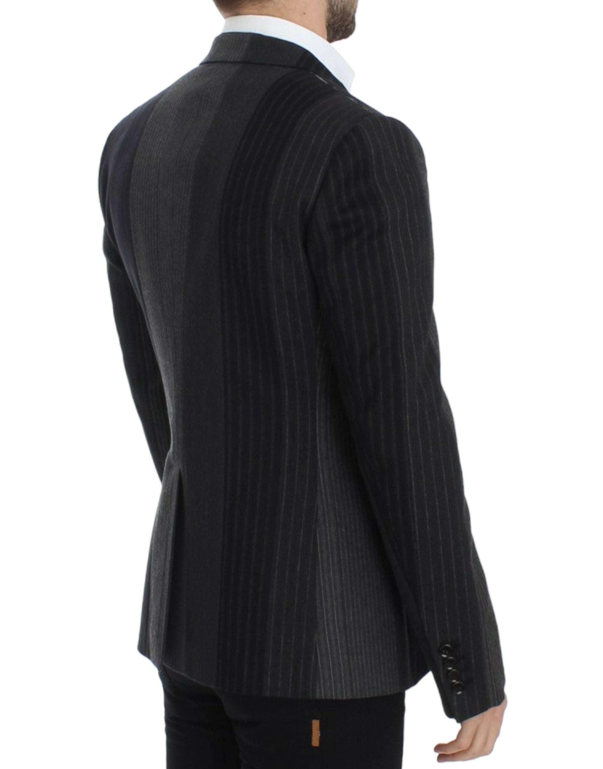 Dolce & Gabbana Grey striped stretch wool blazer-4