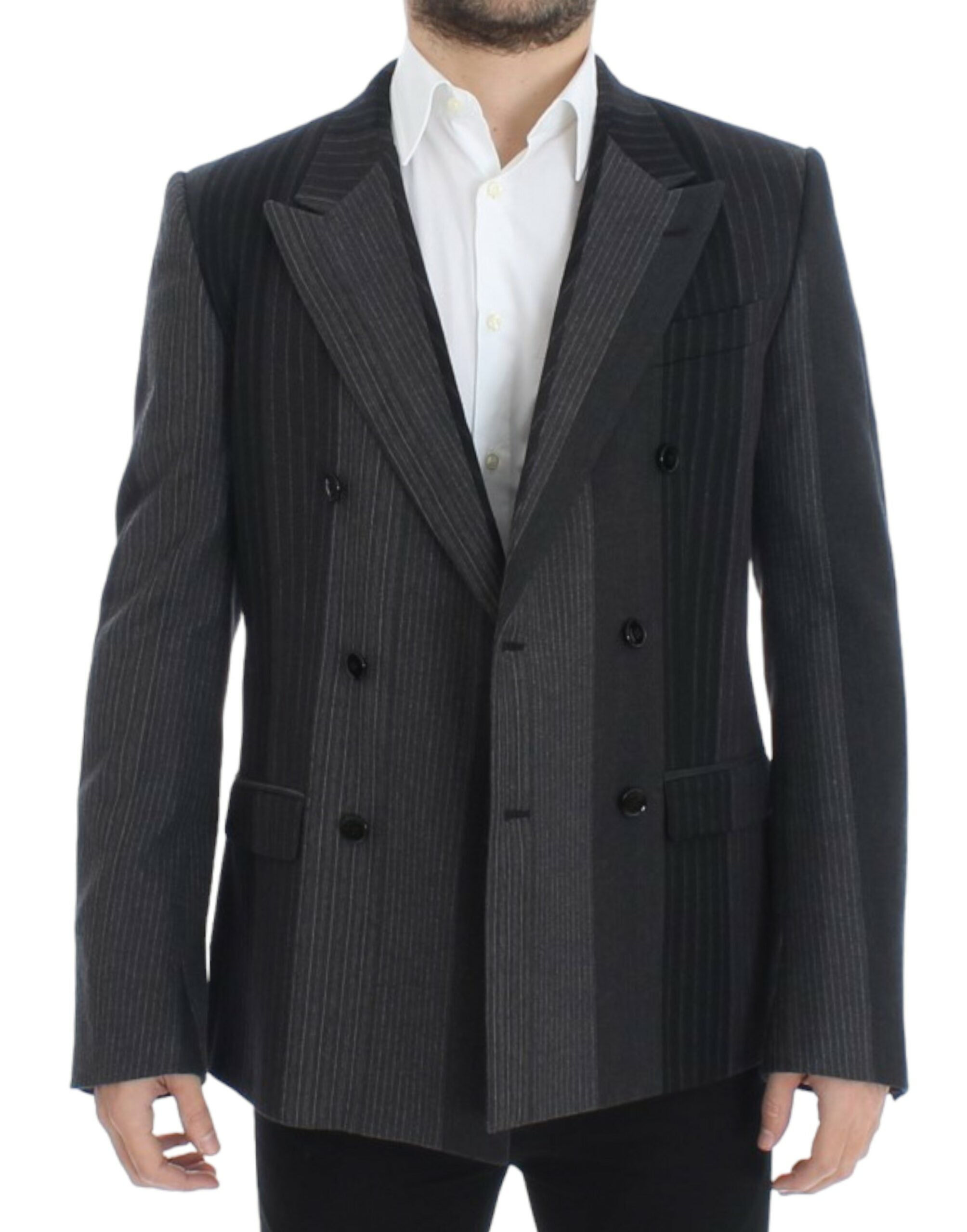 Dolce & Gabbana Grey striped stretch wool blazer-6