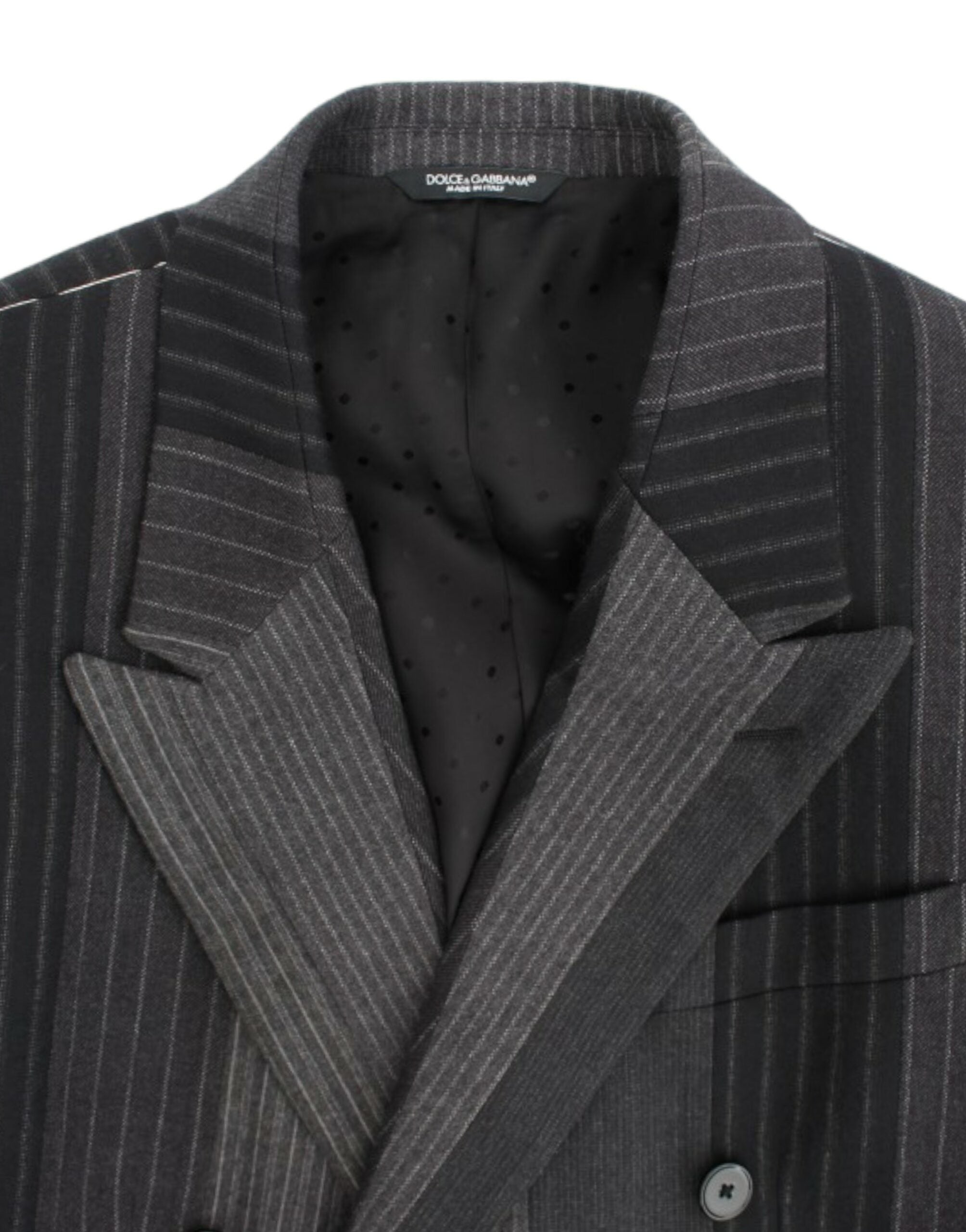 Dolce & Gabbana Grey striped stretch wool blazer-8