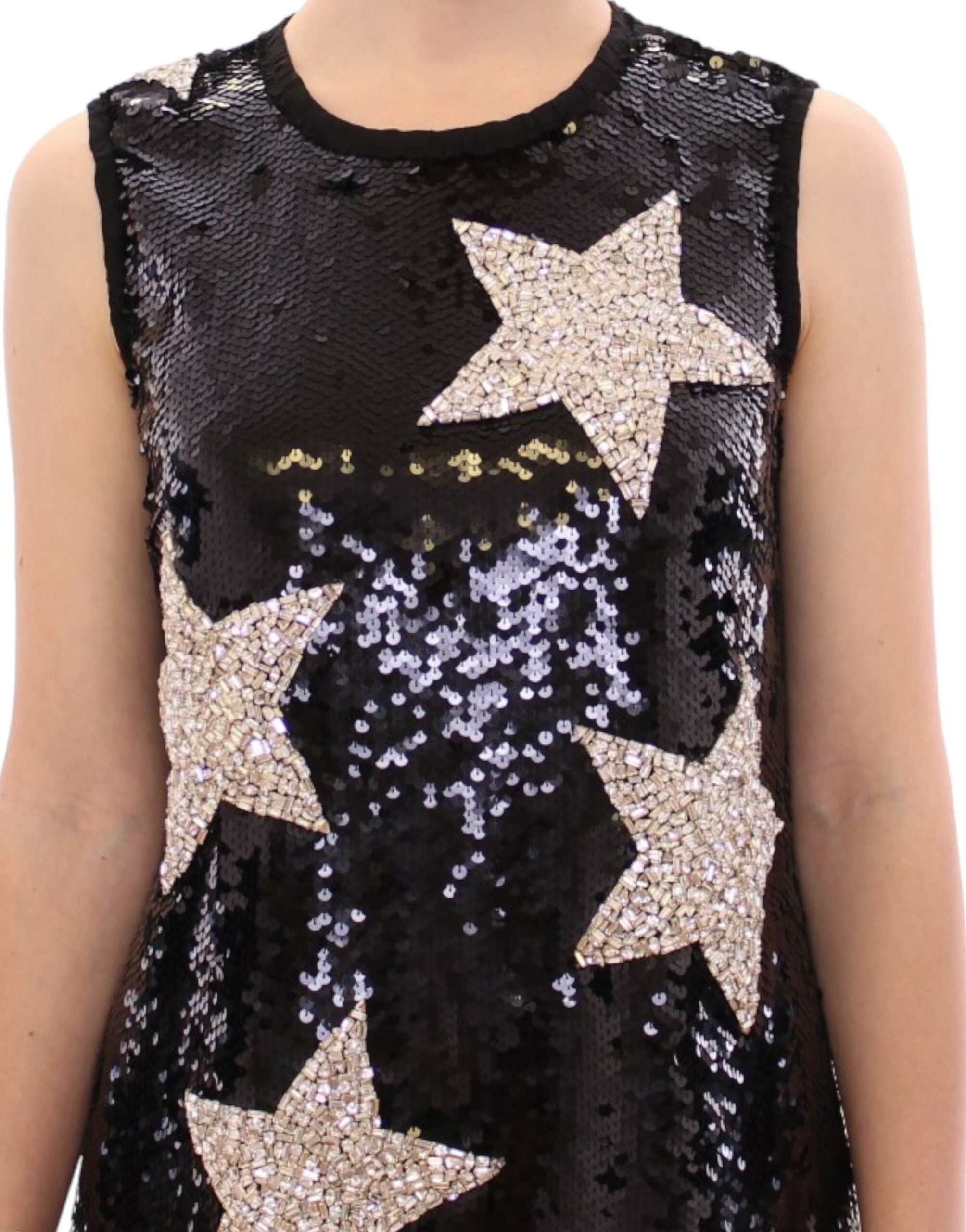 Dolce & Gabbana Masterpiece Black Crystal Swarovski Stars Sheath Dress-5