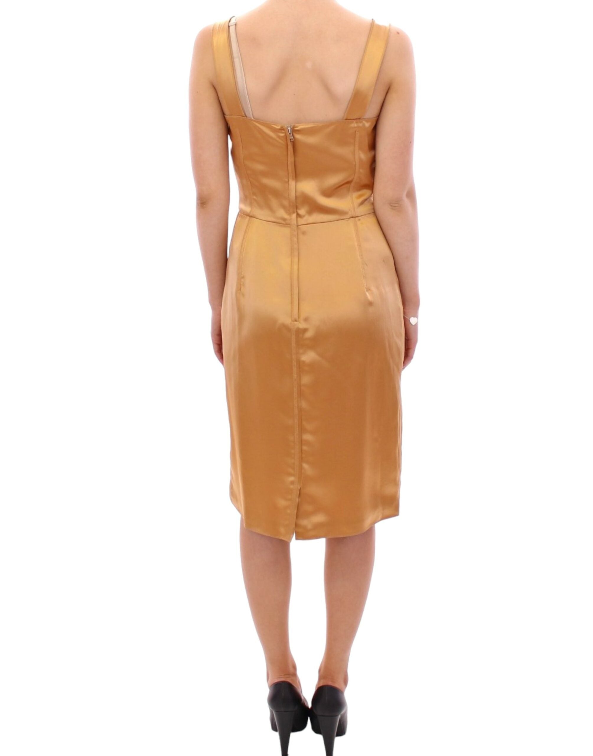 Dolce & Gabbana bronze silk sheath dress-3