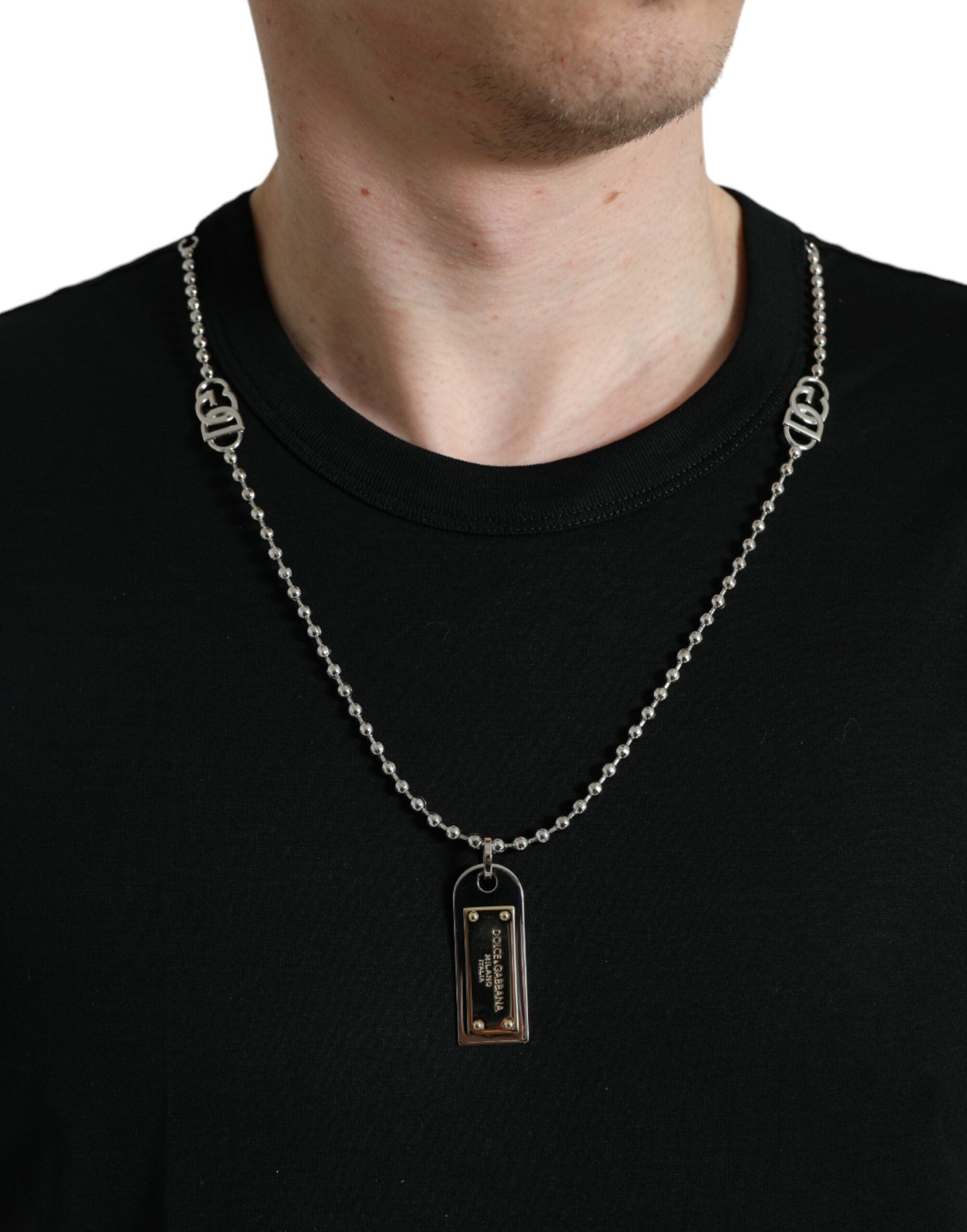 Dolce & Gabbana Black Cotton T-Shirt with Round Neck-4
