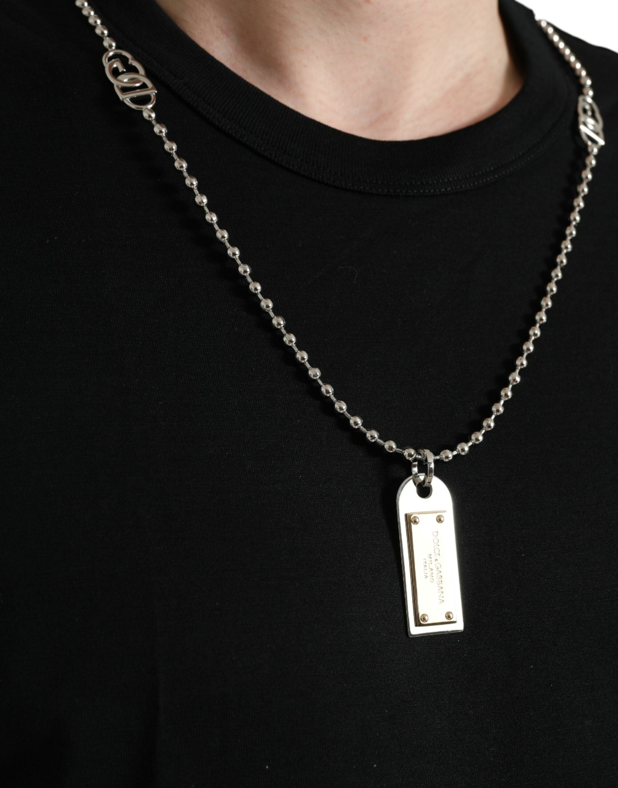 Dolce & Gabbana Black Cotton T-Shirt with Round Neck-5