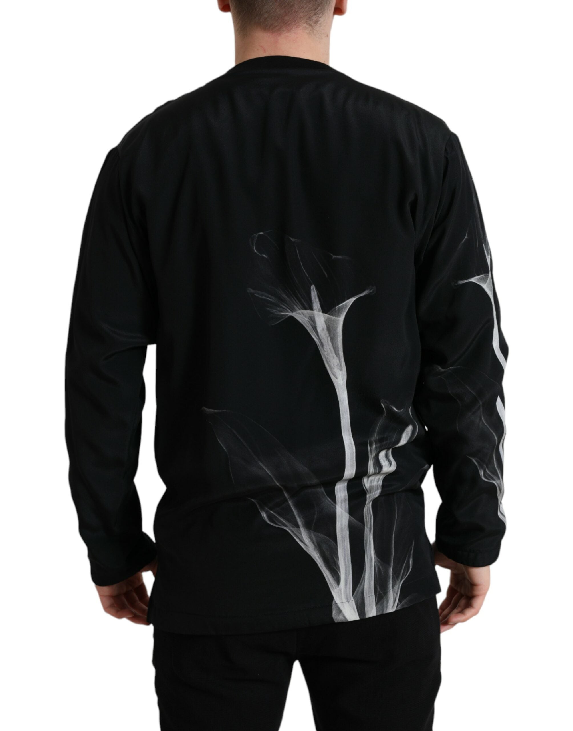 Dolce & Gabbana Black floral print sweater with round neck-3