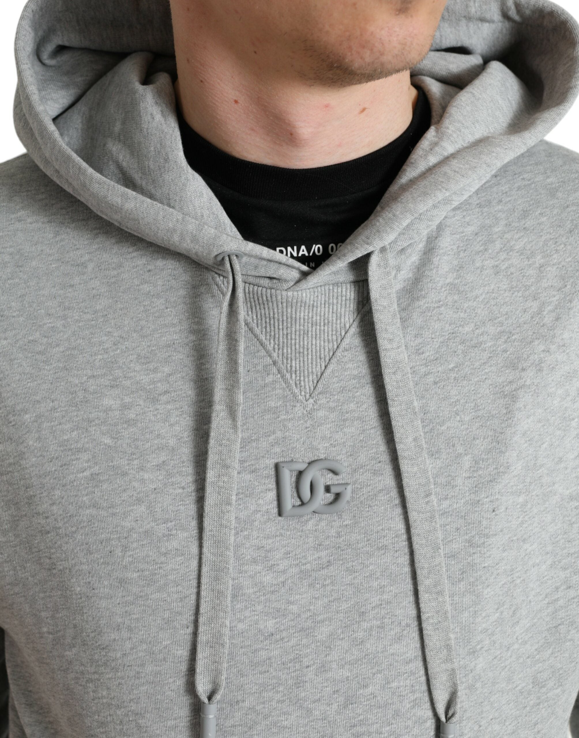 Dolce & Gabbana Grey Cotton Logo Hooded Sweatshirt Pullover-4