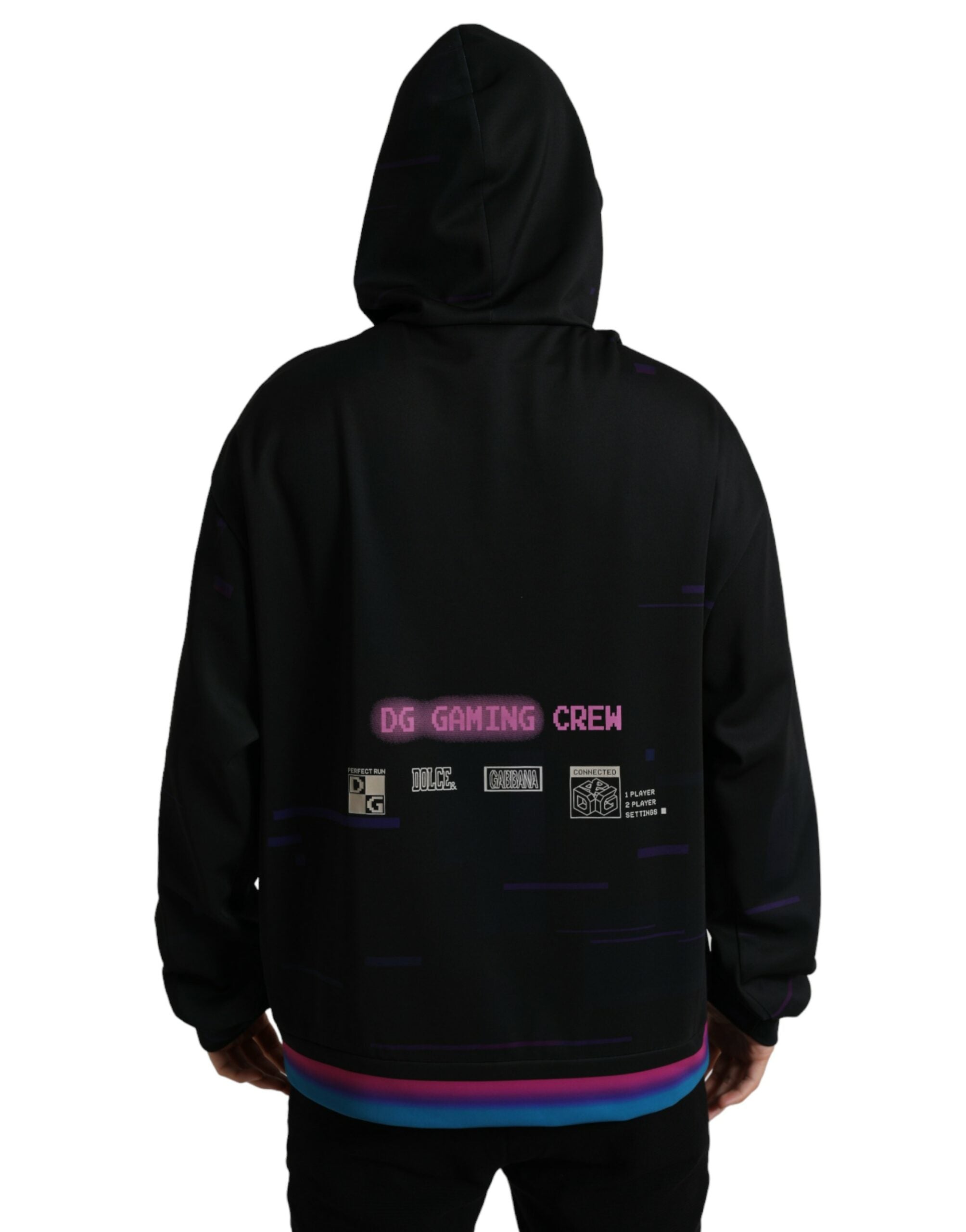 Dolce & Gabbana Schwarzes Logo Print Sweatshirt mit Kapuze Pullover-3