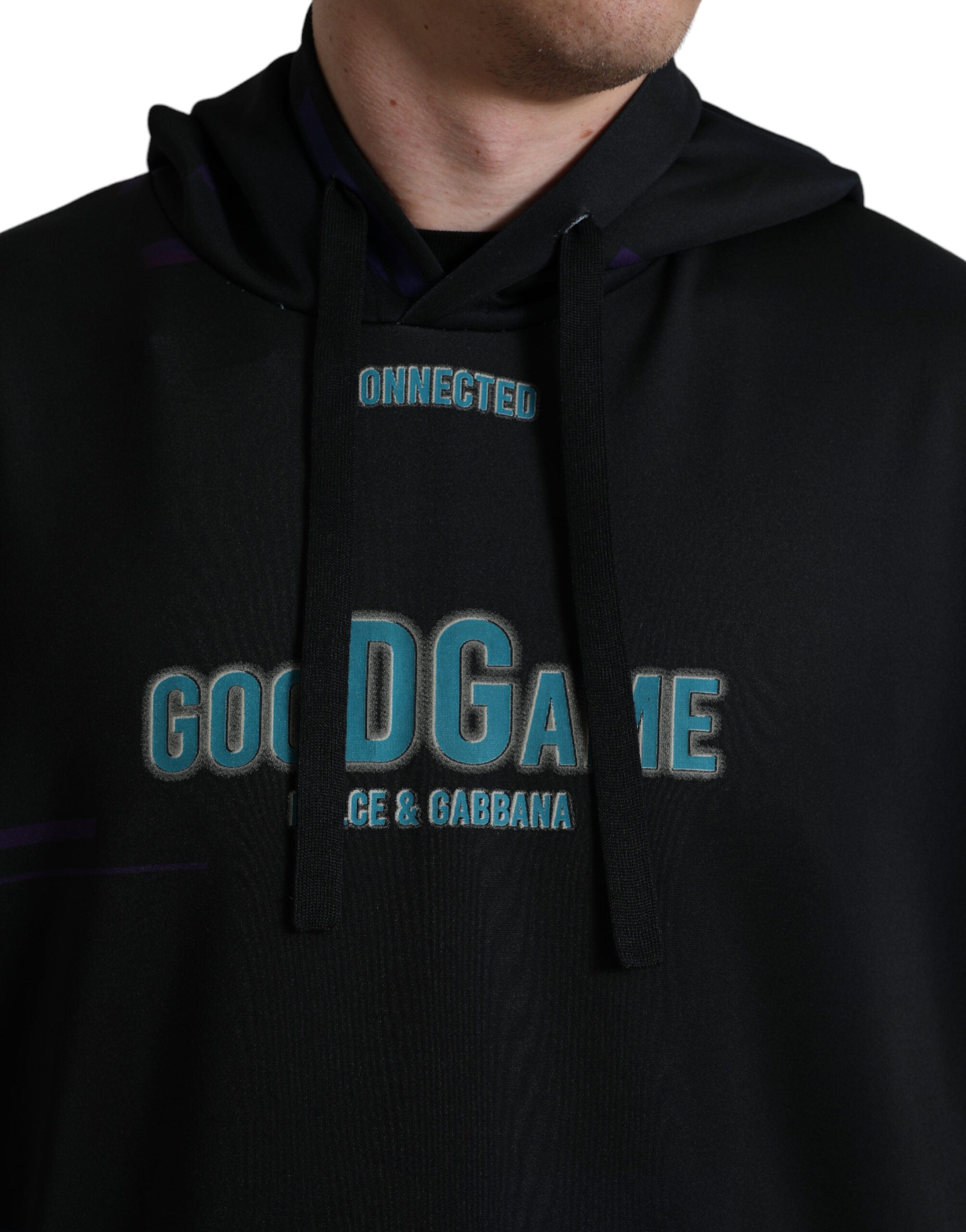 Dolce & Gabbana Schwarzes Logo Print Sweatshirt mit Kapuze Pullover-5