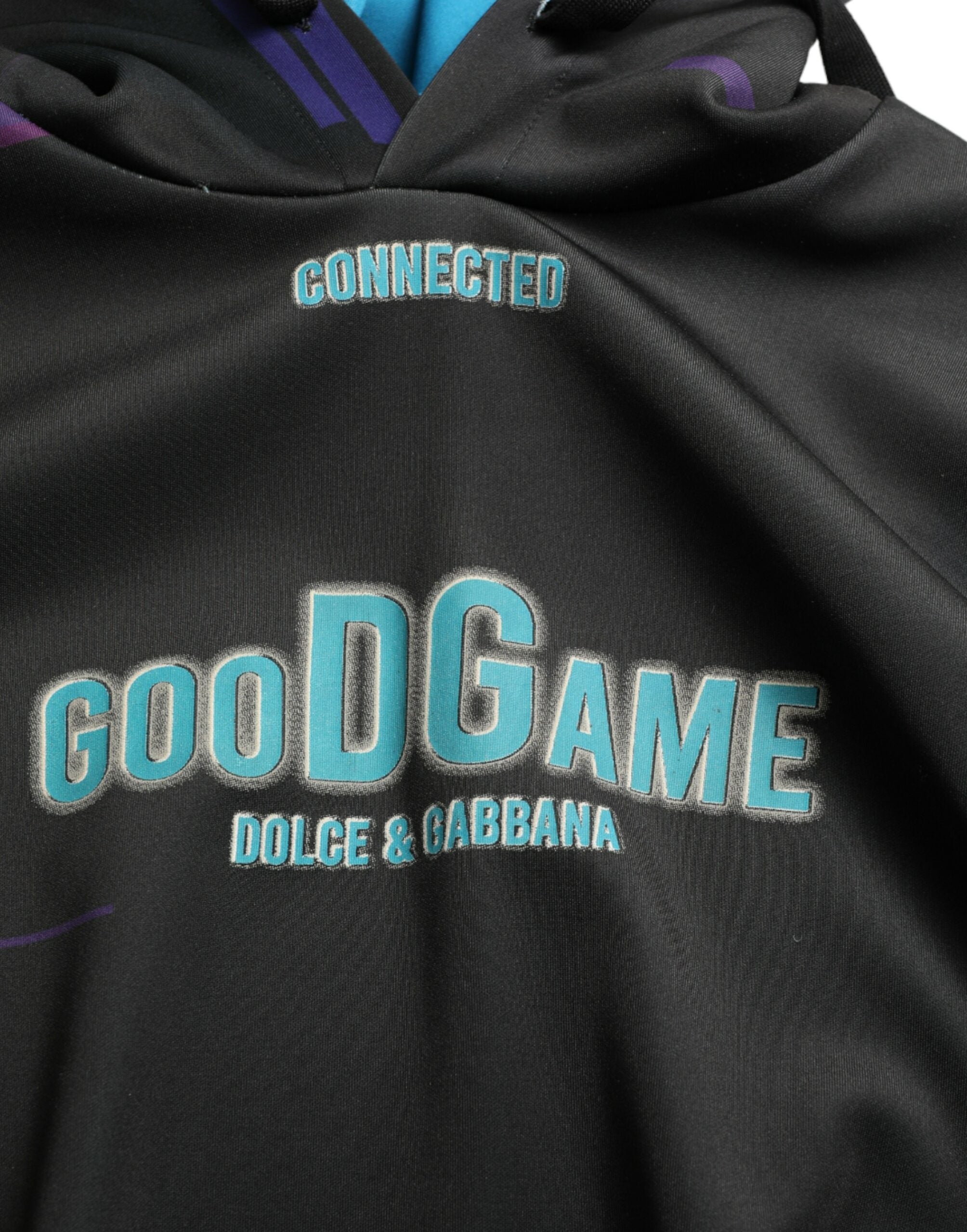 Dolce & Gabbana Schwarzes Logo Print Sweatshirt mit Kapuze Pullover-7