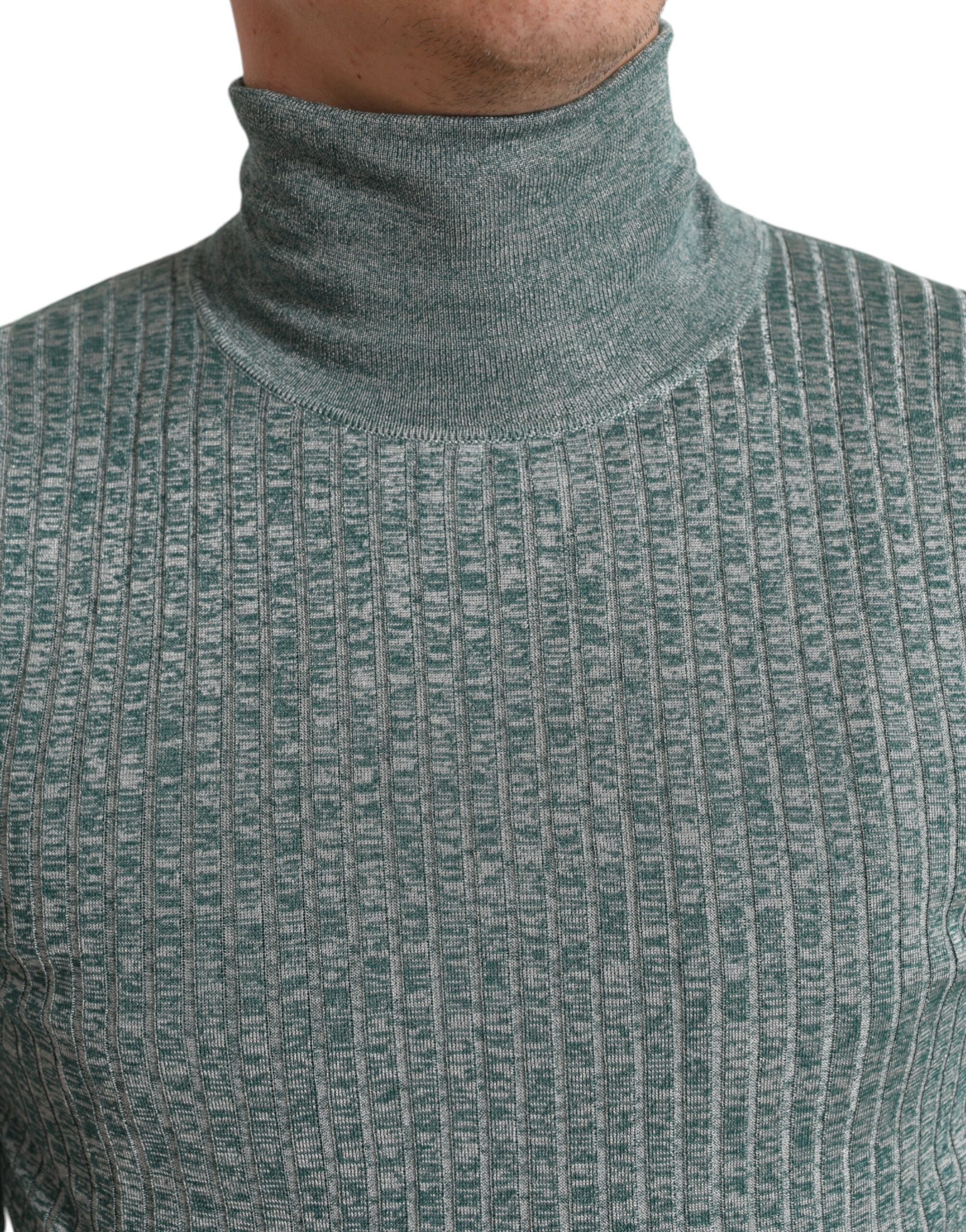 Dolce & Gabbana Grüner Polyester-Rollkragenpullover-4