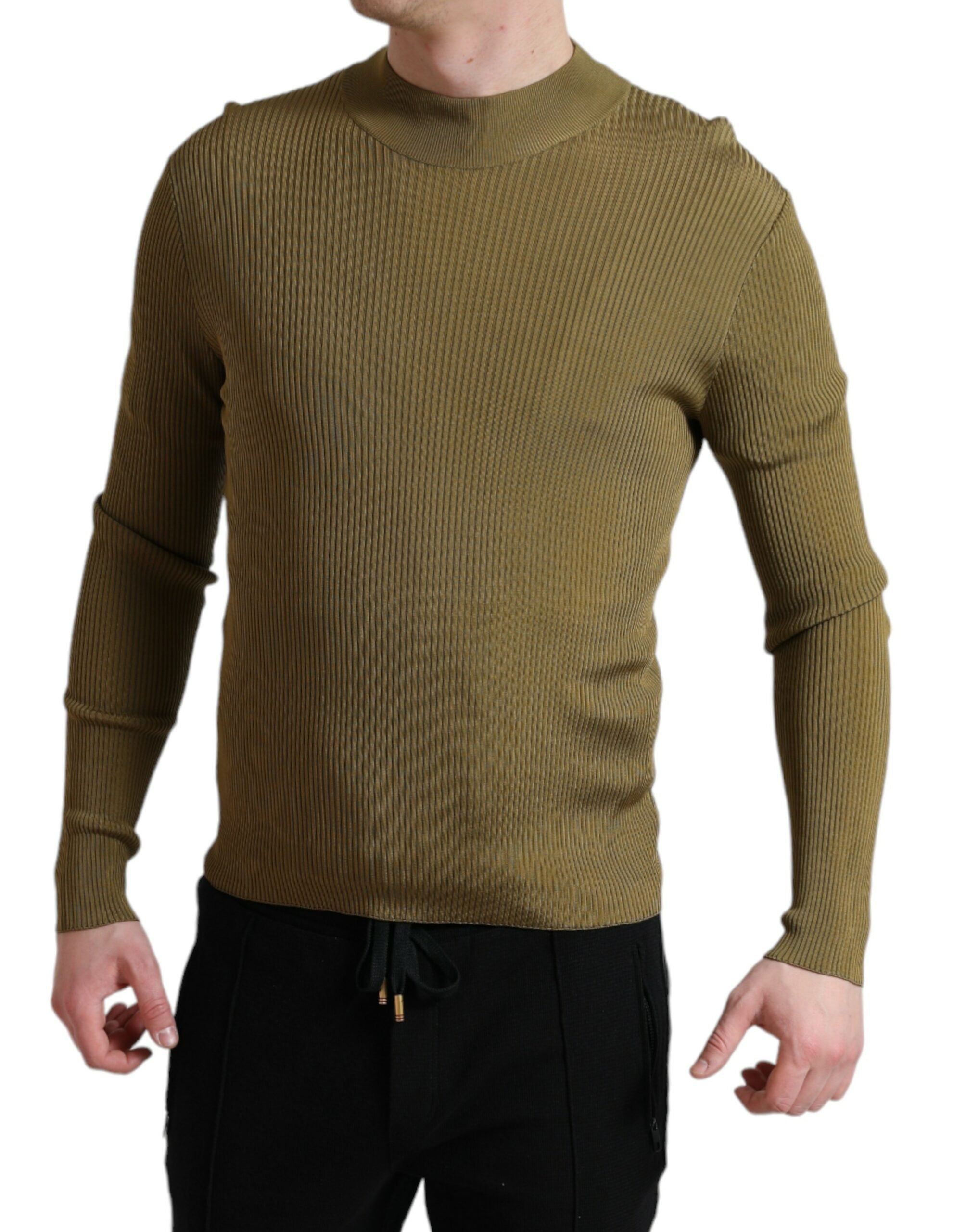 Dolce & Gabbana army green viscose pullover with round neck-2