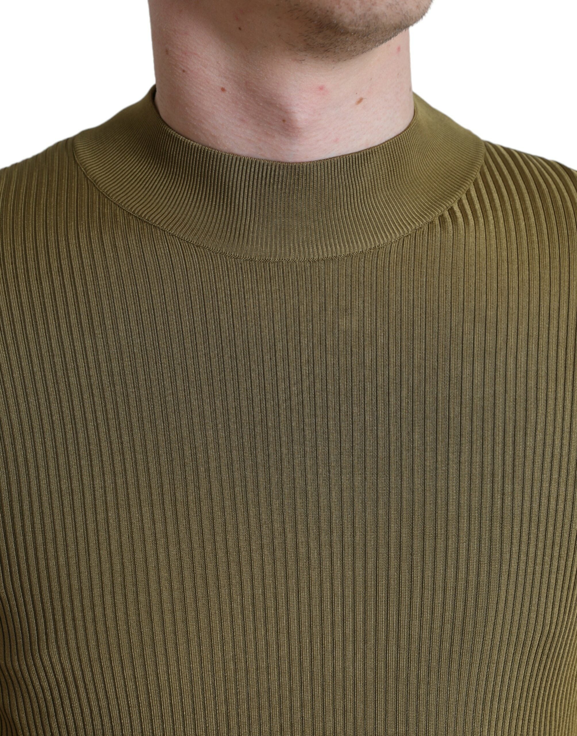 Dolce & Gabbana army green viscose pullover with round neck-4