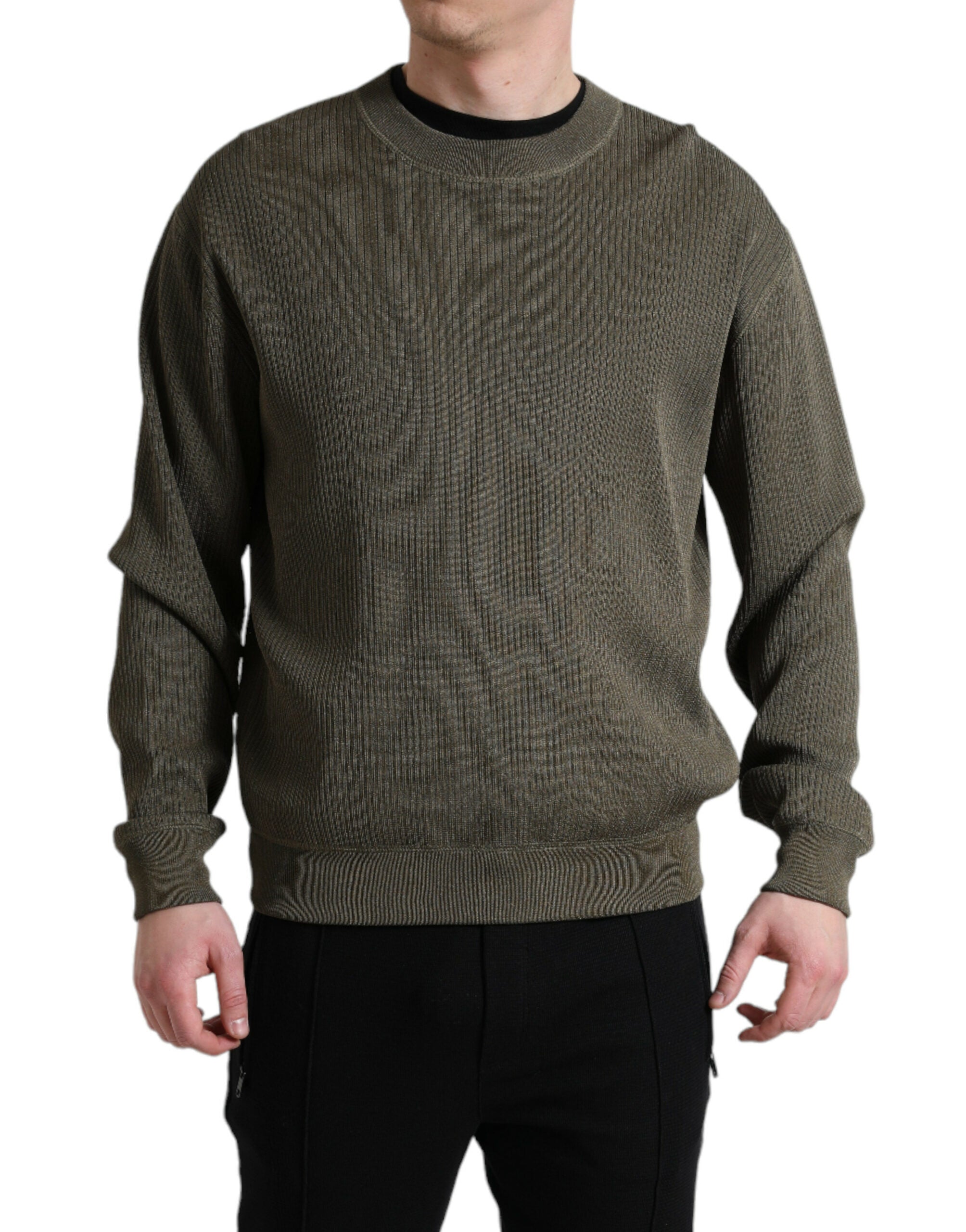 Dolce & Gabbana Grüner Viskose Rundhalsausschnitt Herren Pullover-1