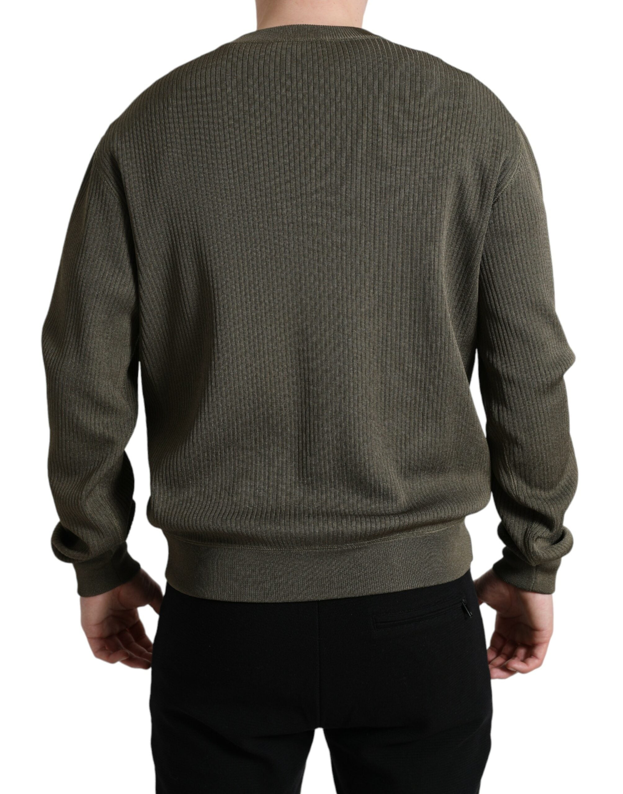 Dolce & Gabbana Grüner Viskose Rundhalsausschnitt Herren Pullover-2