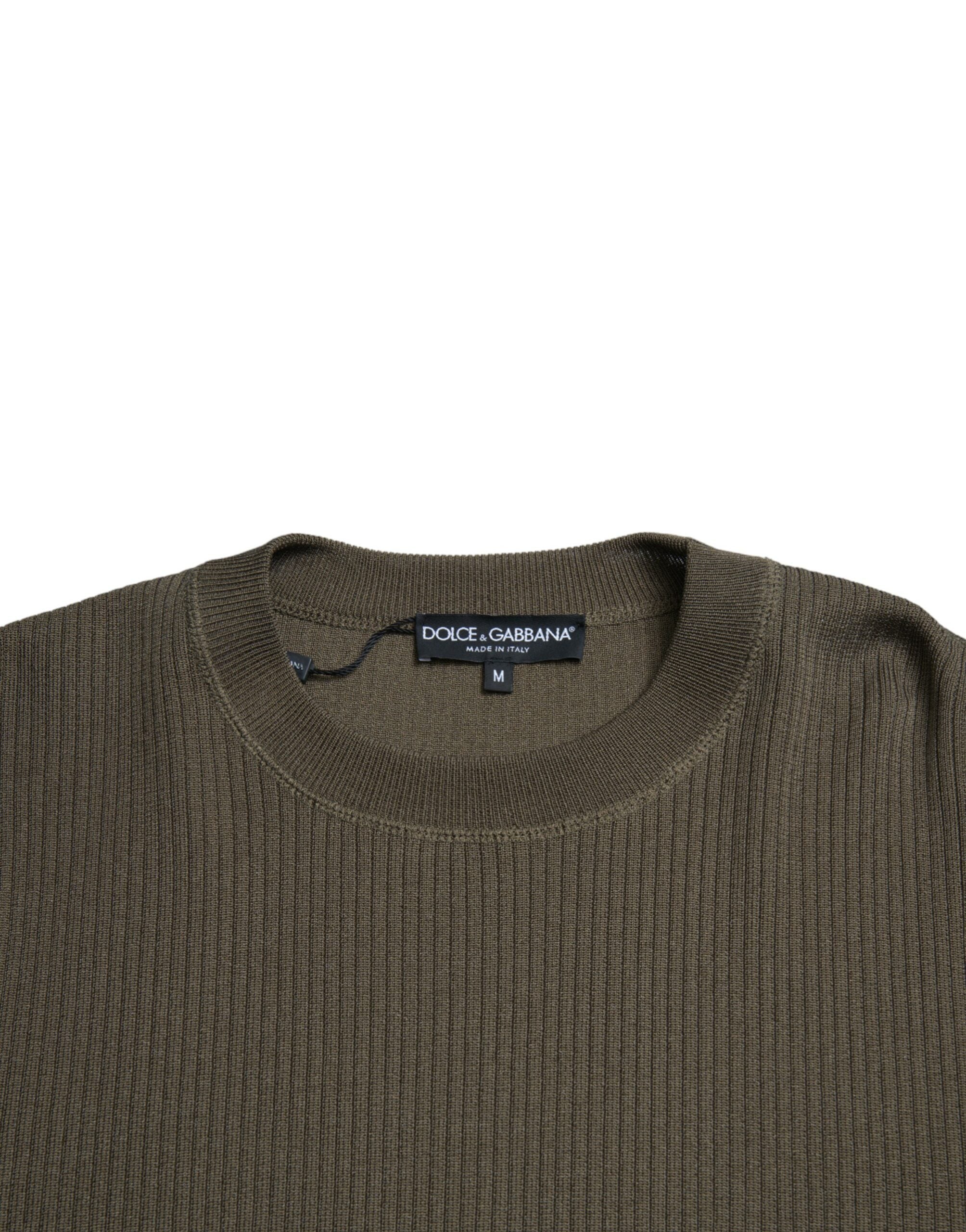 Dolce & Gabbana Grüner Viskose Rundhalsausschnitt Herren Pullover-5