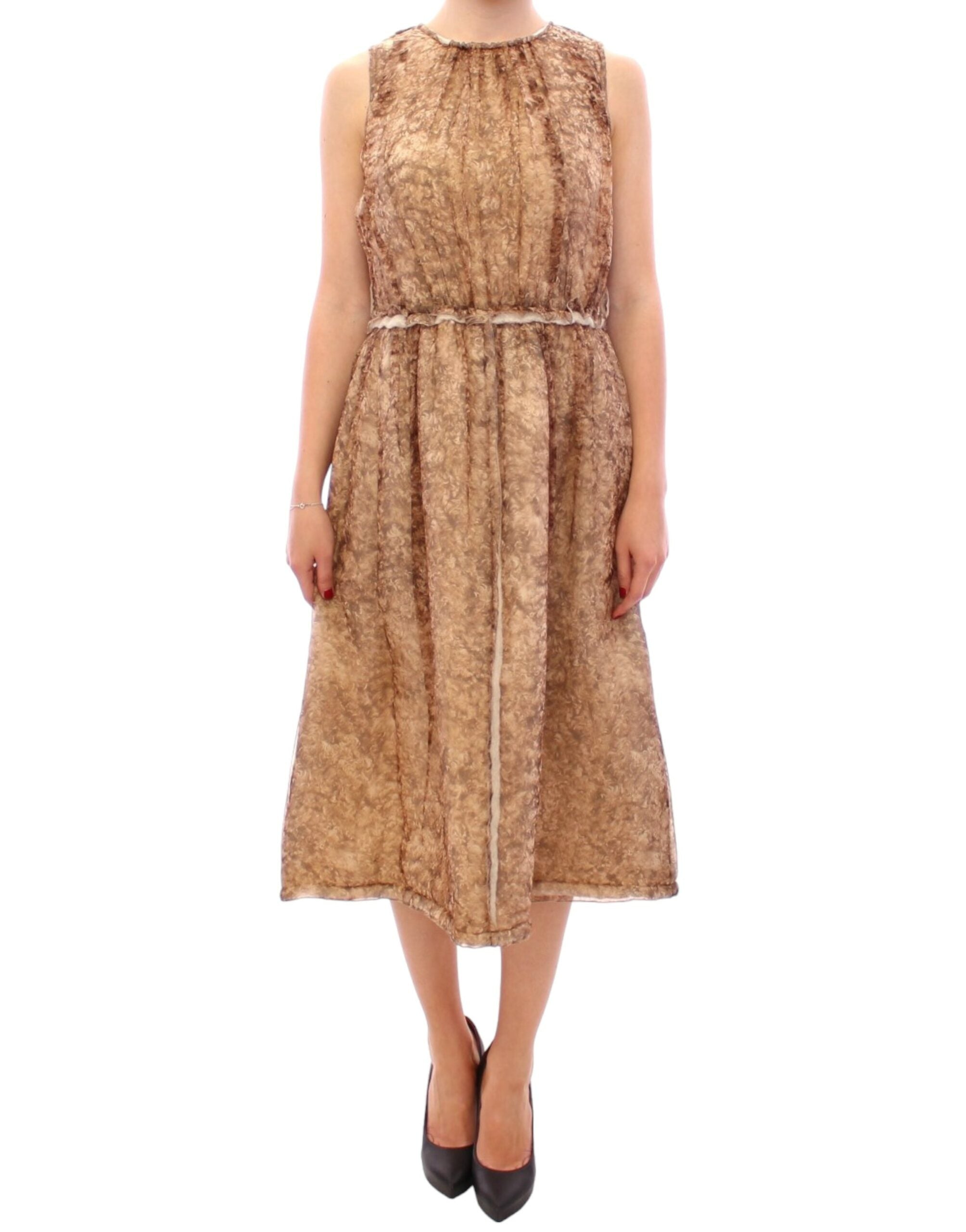 Dolce & Gabbana brown sleeveless silk dress-1