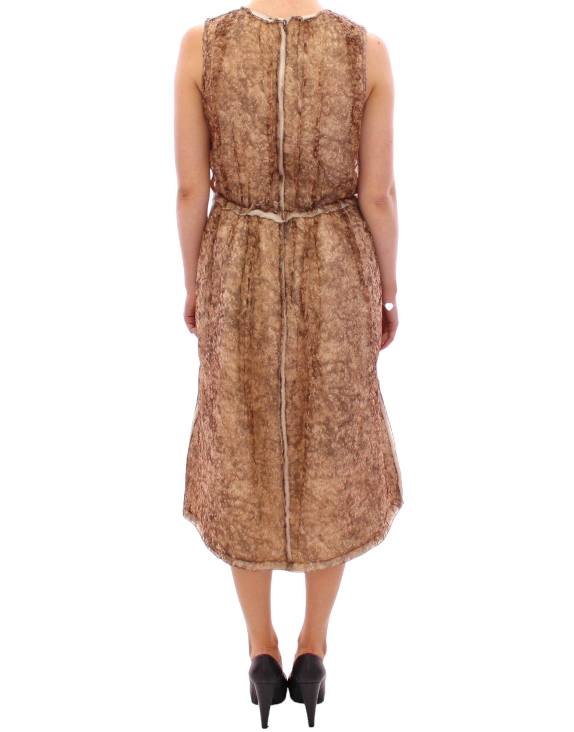 Dolce & Gabbana brown sleeveless silk dress-3