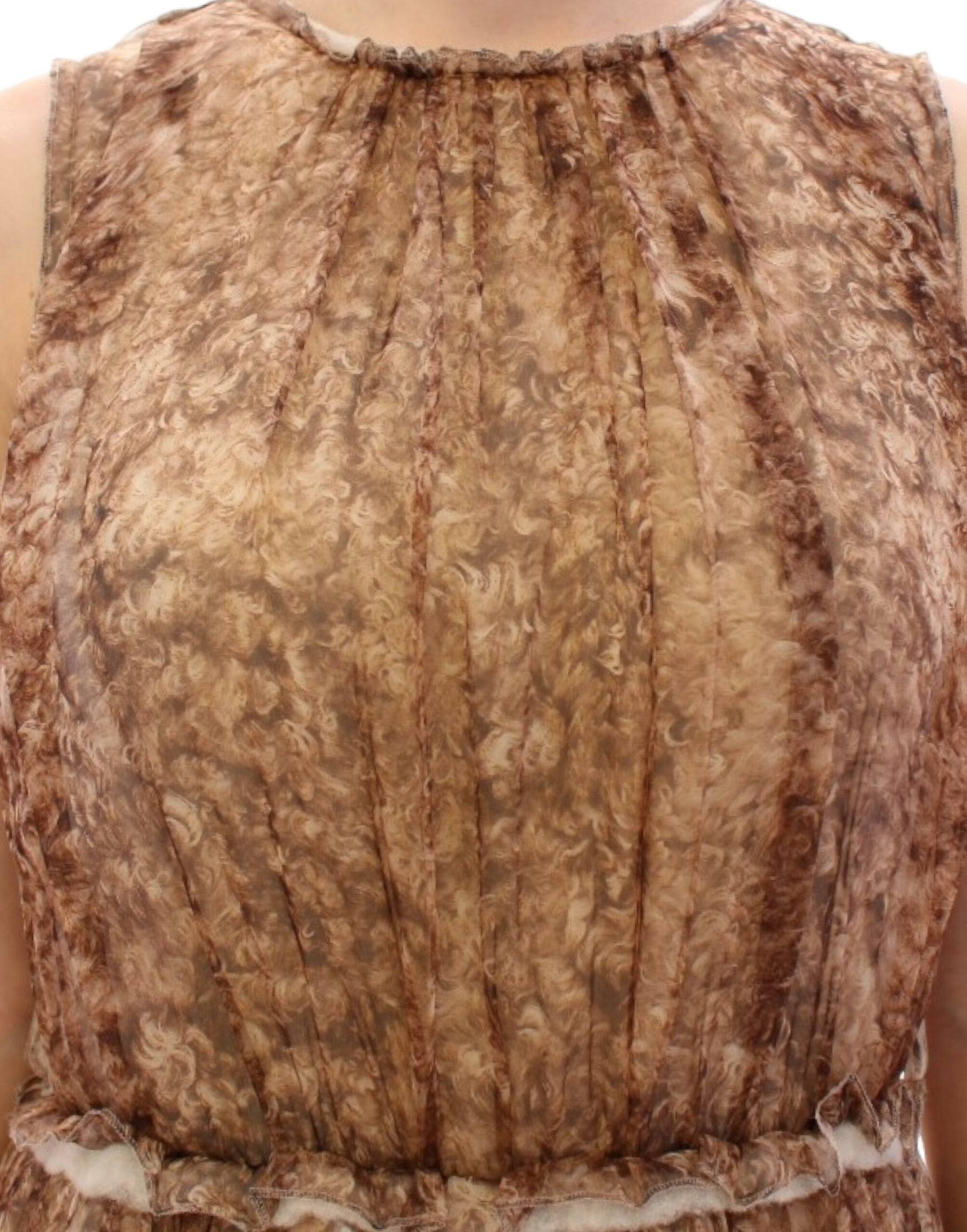 Dolce & Gabbana brown sleeveless silk dress-4