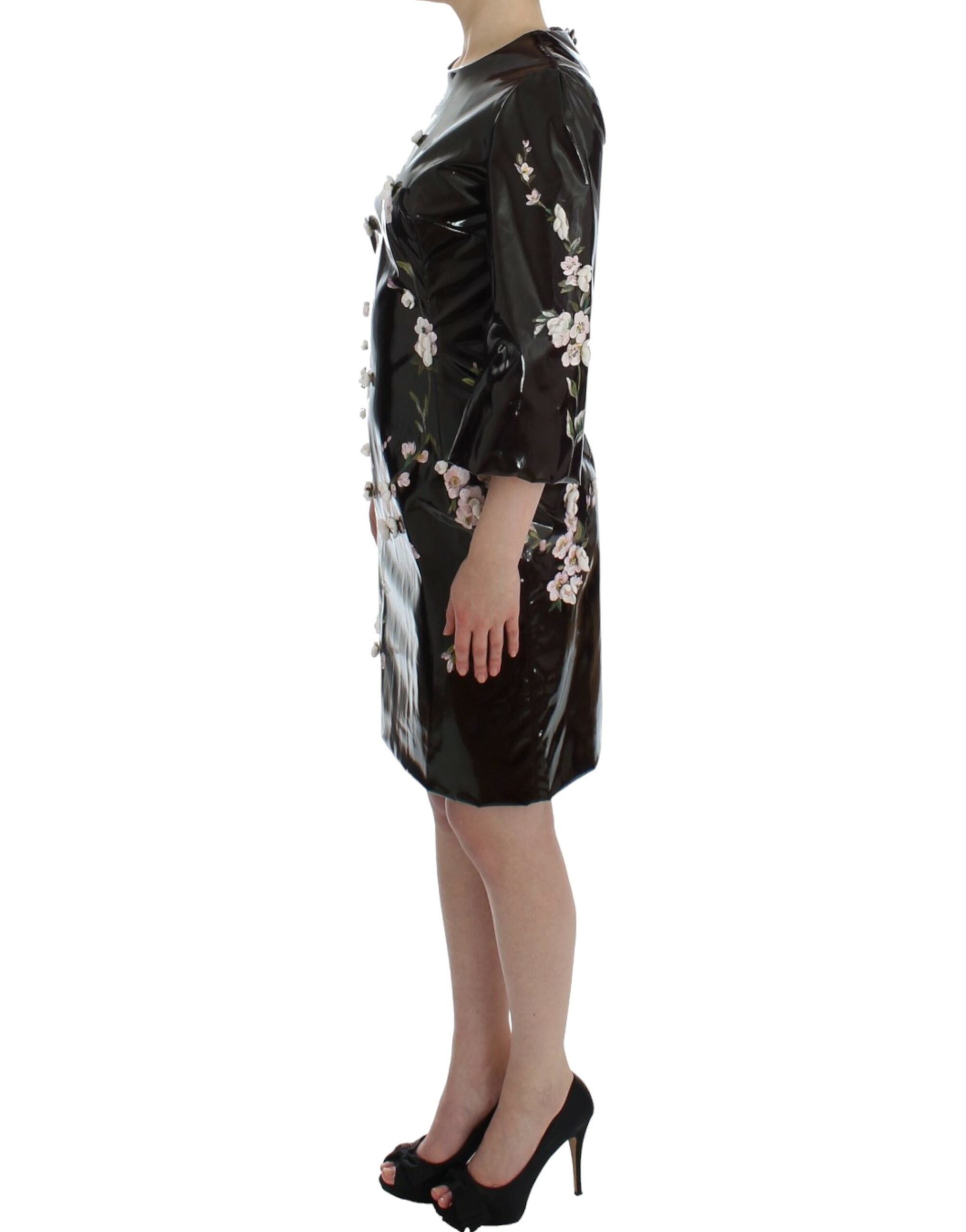 Dolce & Gabbana Black floral 3/4 sleeve sheath dress-2