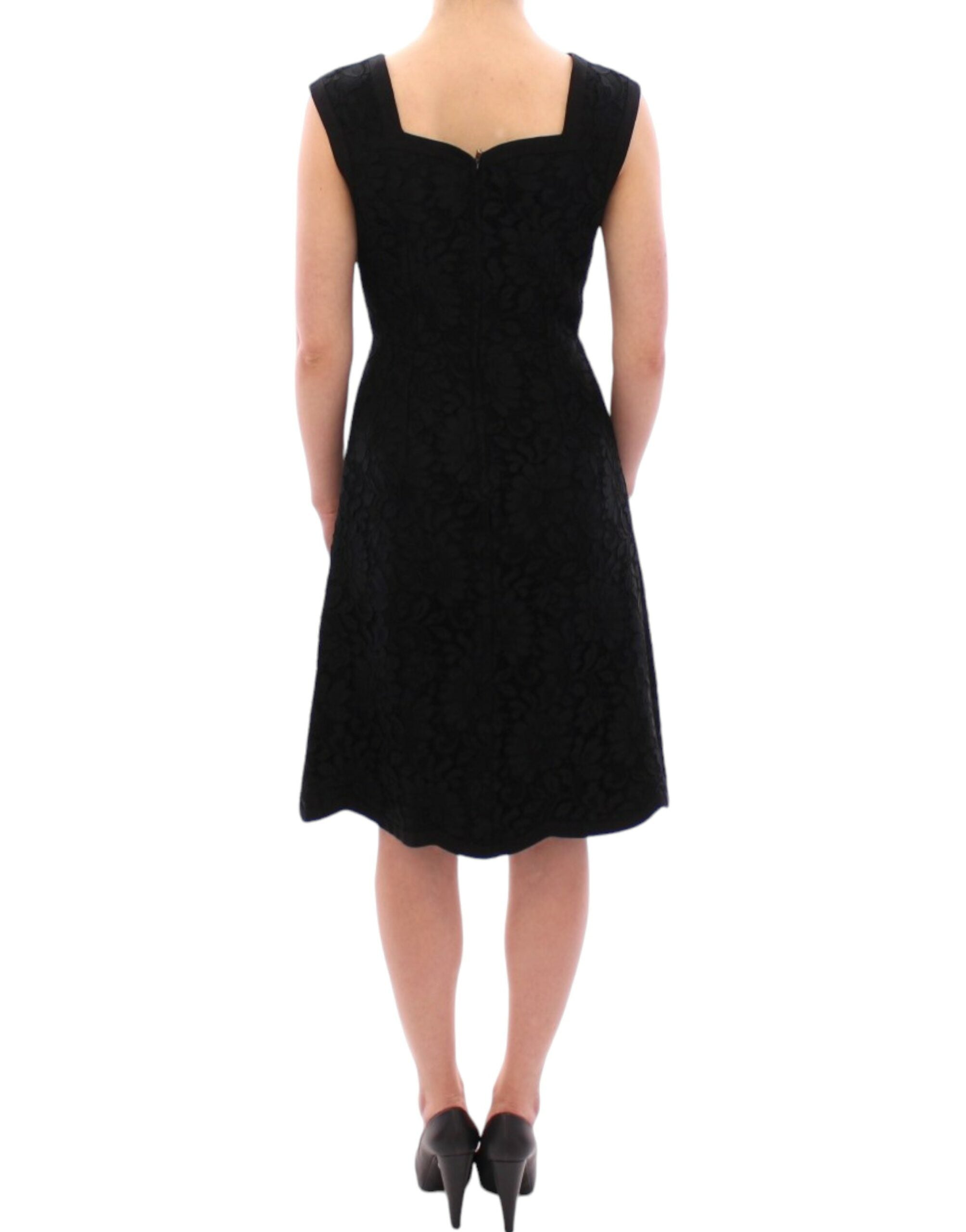 Vestido de pasarela de encaje floral negro de Dolce & Gabbana por Sicily-3