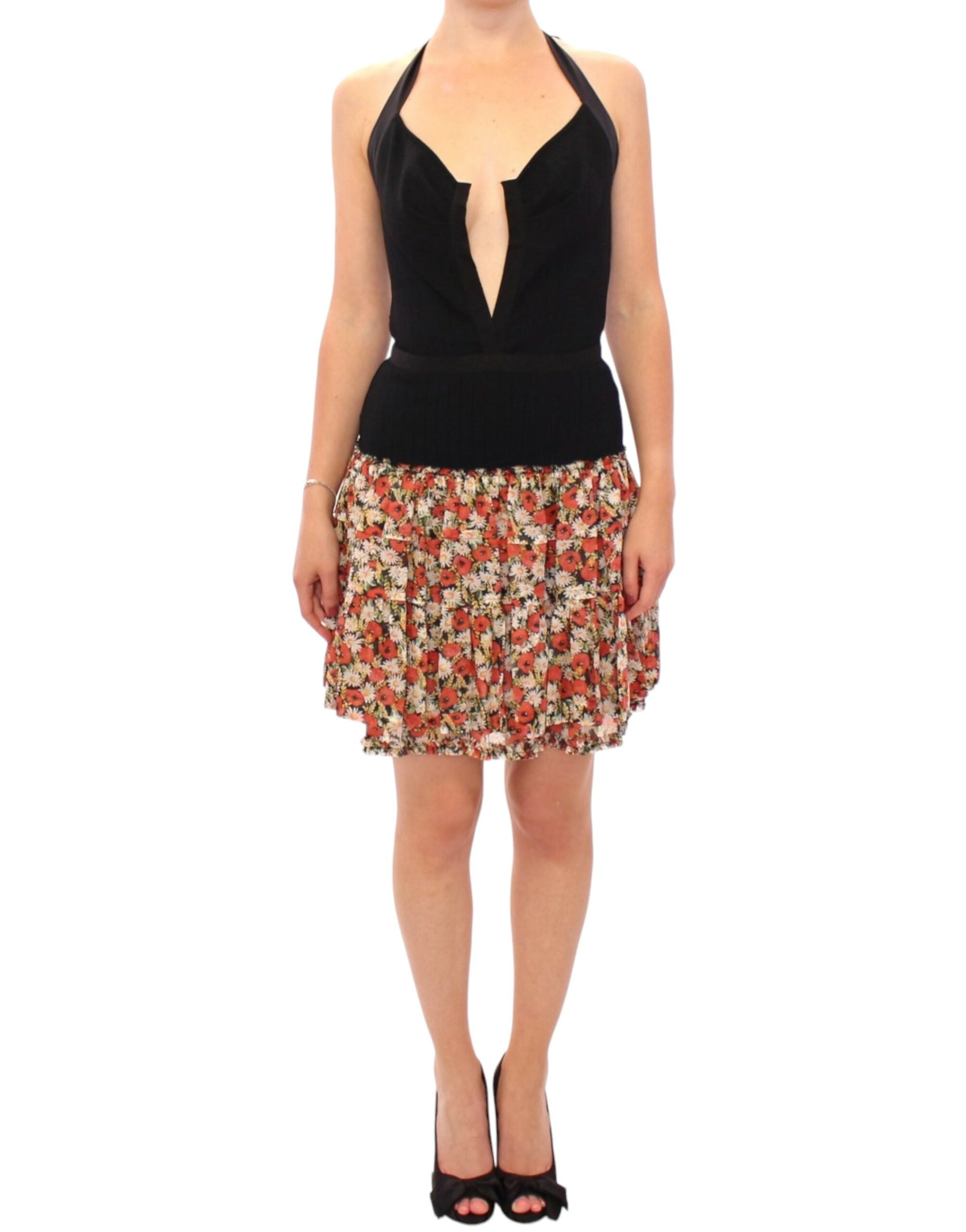 Dolce & Gabbana Multicolor geblümtes Kleid mit Neckholder-Ausschnitt-1