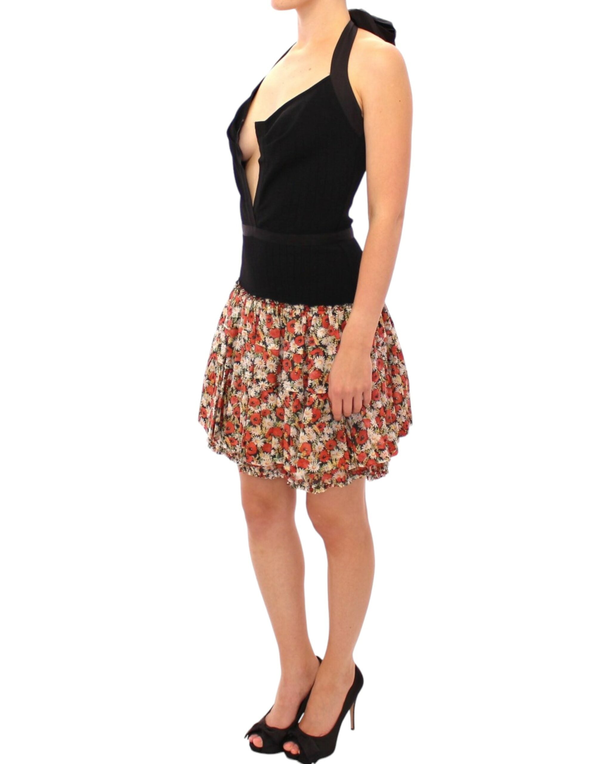 Dolce & Gabbana Multicolor geblümtes Kleid mit Neckholder-Ausschnitt-2
