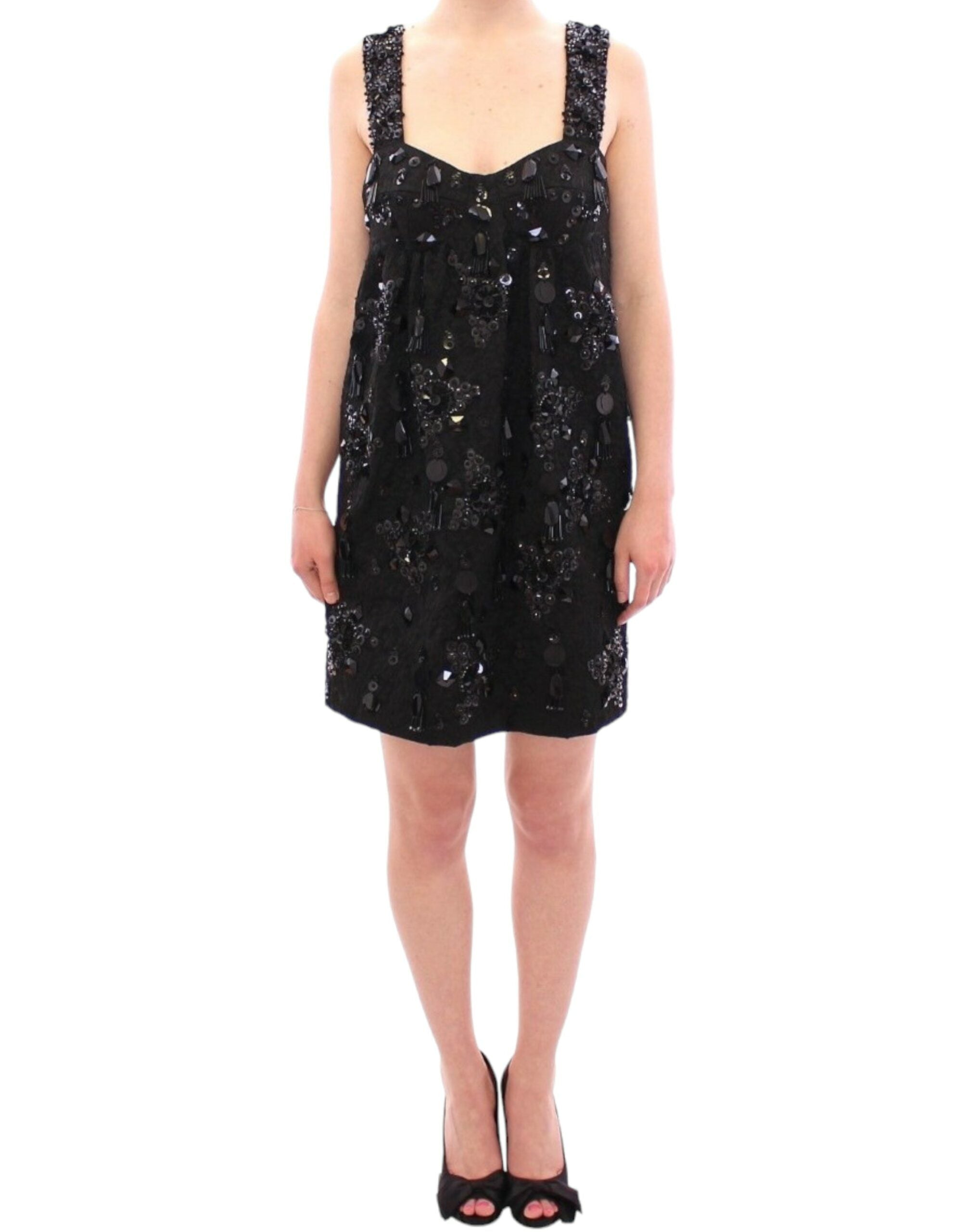 Dolce & Gabbana Black floral, crystal-encrusted dress
