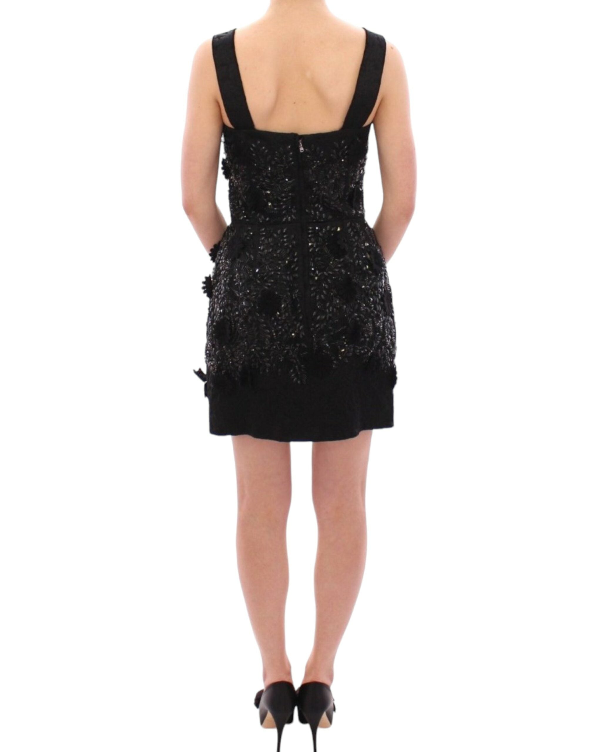 Dolce & Gabbana Black floral, crystal-encrusted dress-3
